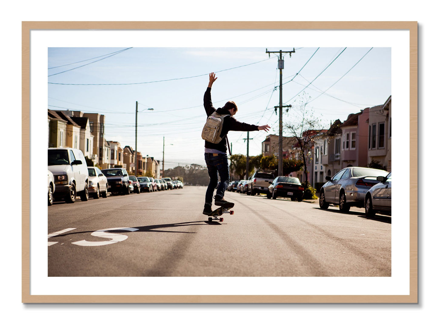 Framed photograph of Noriega by Dylan Ozanich, Oak frame, Borders