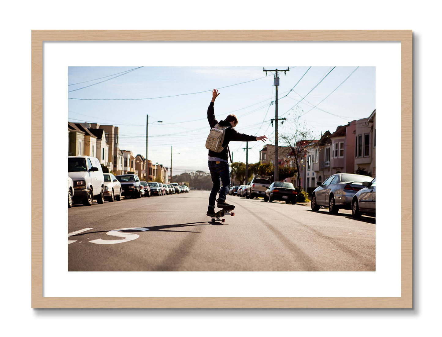 Framed photograph of Noriega by Dylan Ozanich, Oak frame, Borders