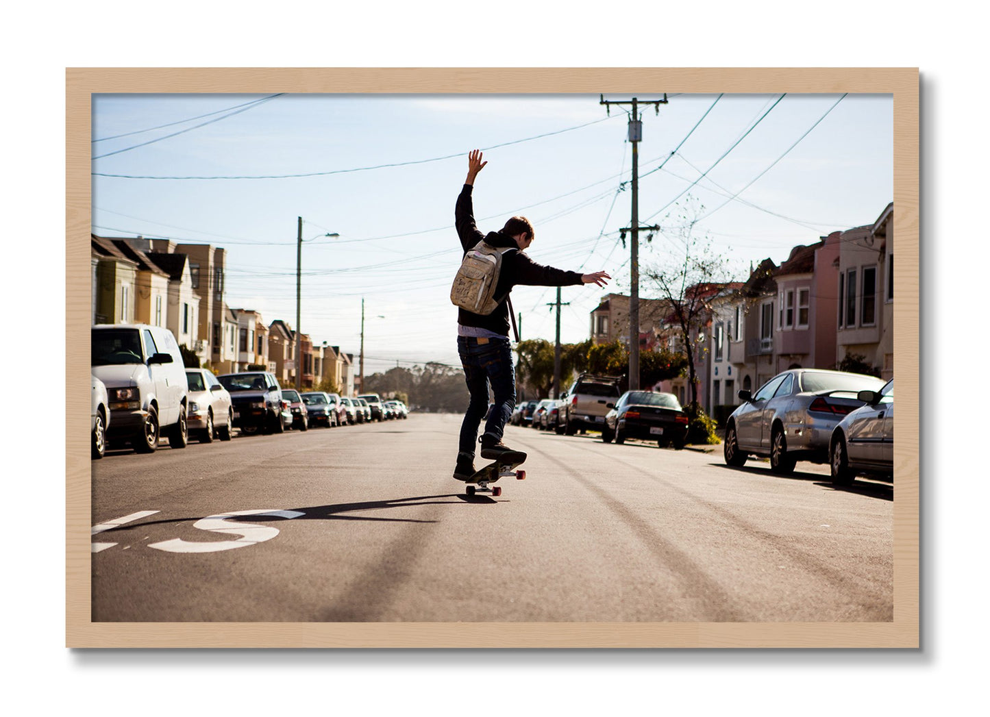 Framed photograph of Noriega by Dylan Ozanich, Oak frame, Full Bleed