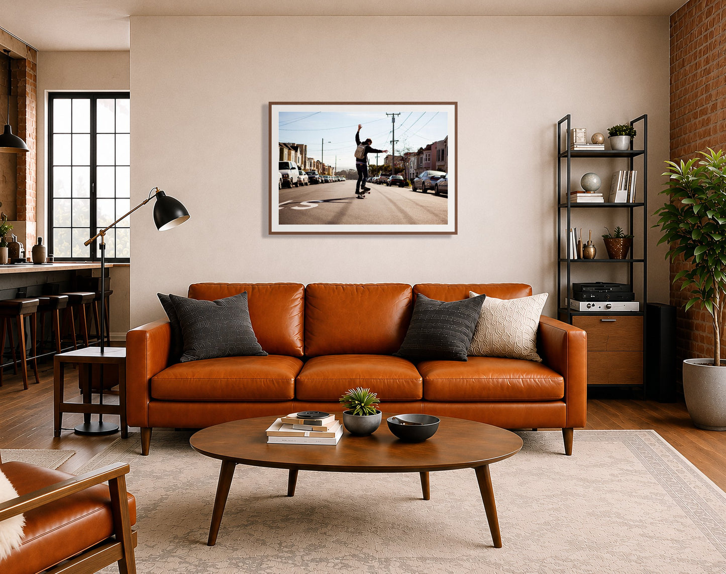Framed photograph of Noriega by Dylan Ozanich displayed on a wall