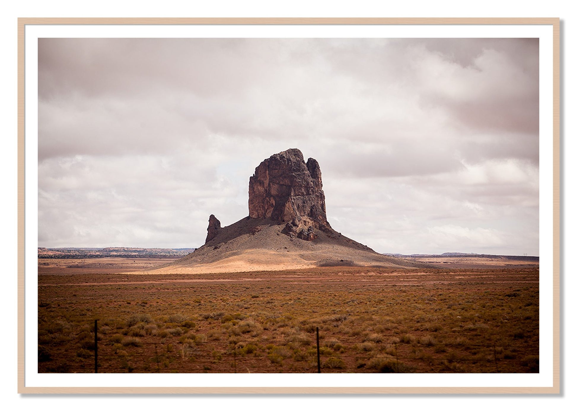 Nowhere New Mexico by Dylan Ozanich, 48×72 print with a White Border in a Maple frame