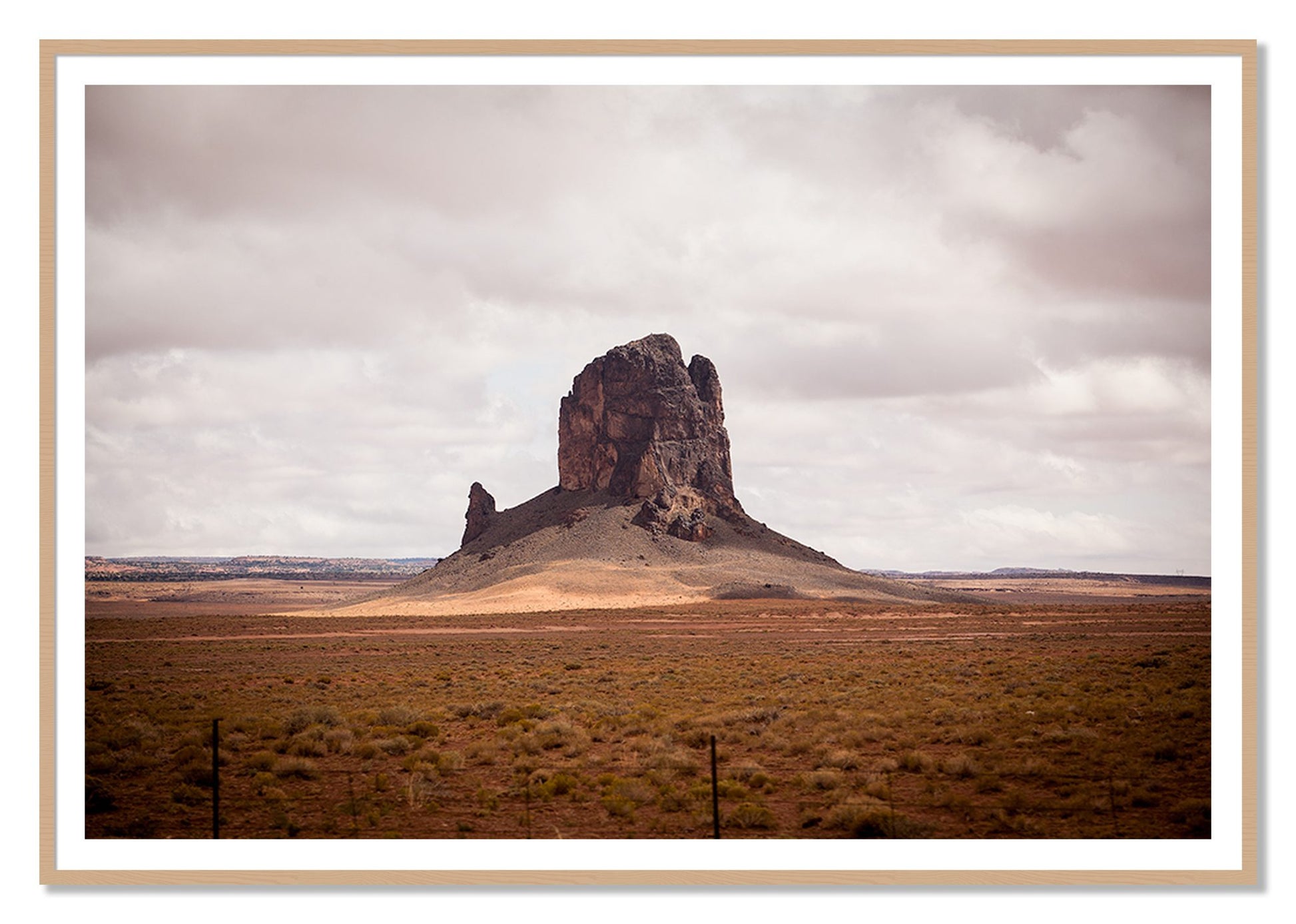 Nowhere New Mexico by Dylan Ozanich, 48×72 print with a White Border in an Oak frame