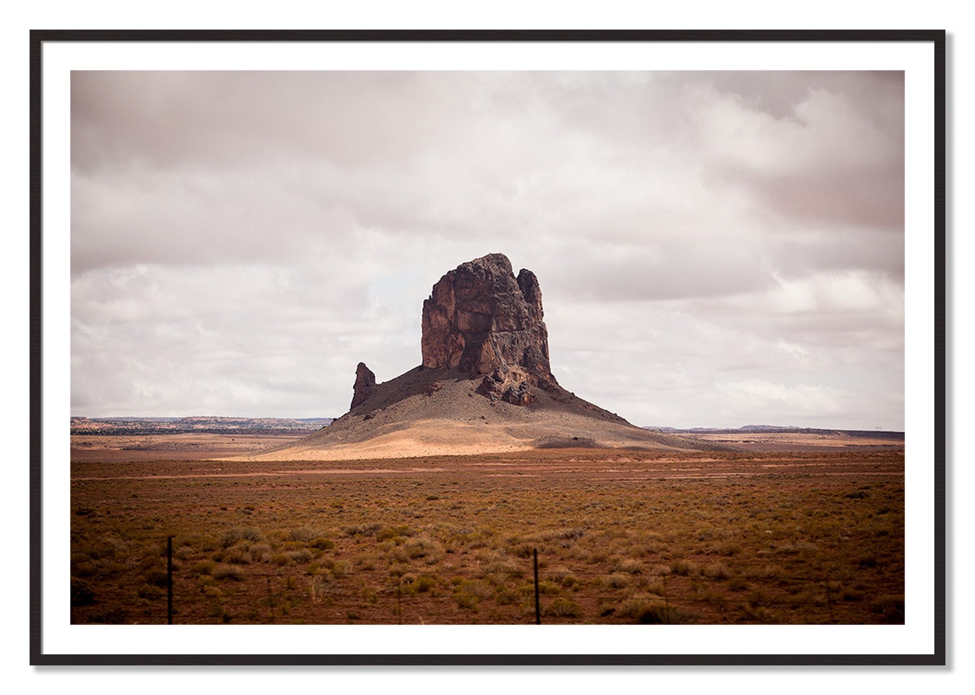 Framed photograph of Nowhere New Mexico by Dylan Ozanich, Black Walnut frame, Borders