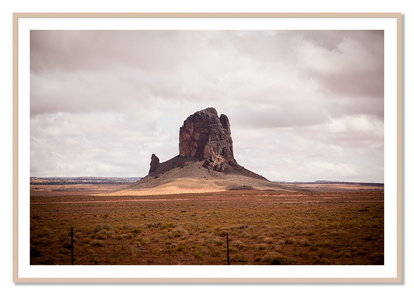 Framed photograph of Nowhere New Mexico by Dylan Ozanich, Maple frame, Borders