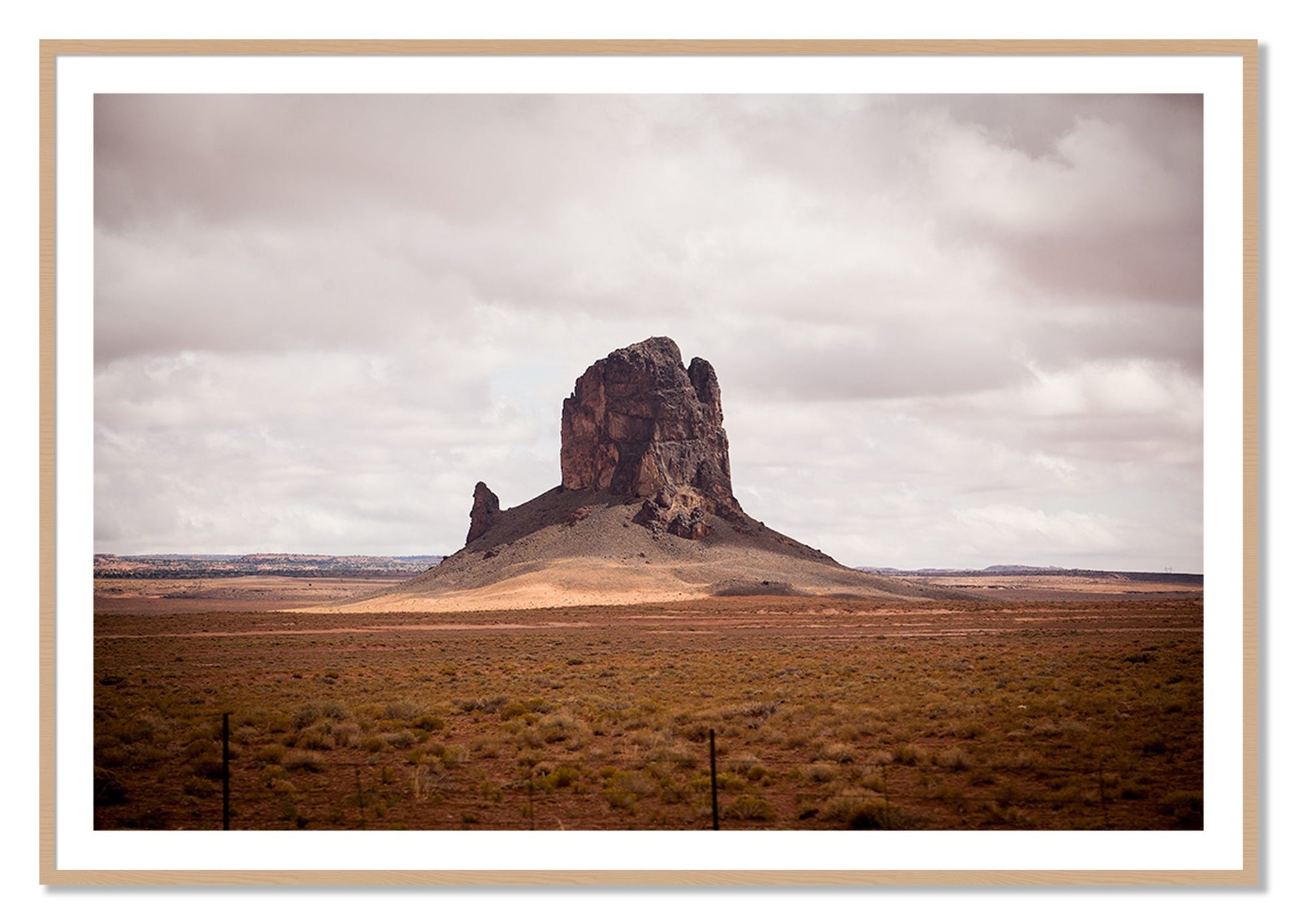 Framed photograph of Nowhere New Mexico by Dylan Ozanich, Oak frame, Borders
