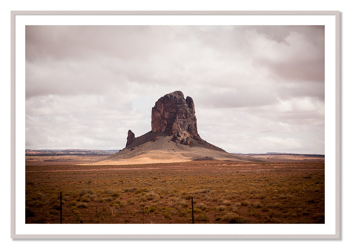 Framed photograph of Nowhere New Mexico by Dylan Ozanich, White Maple frame, Borders