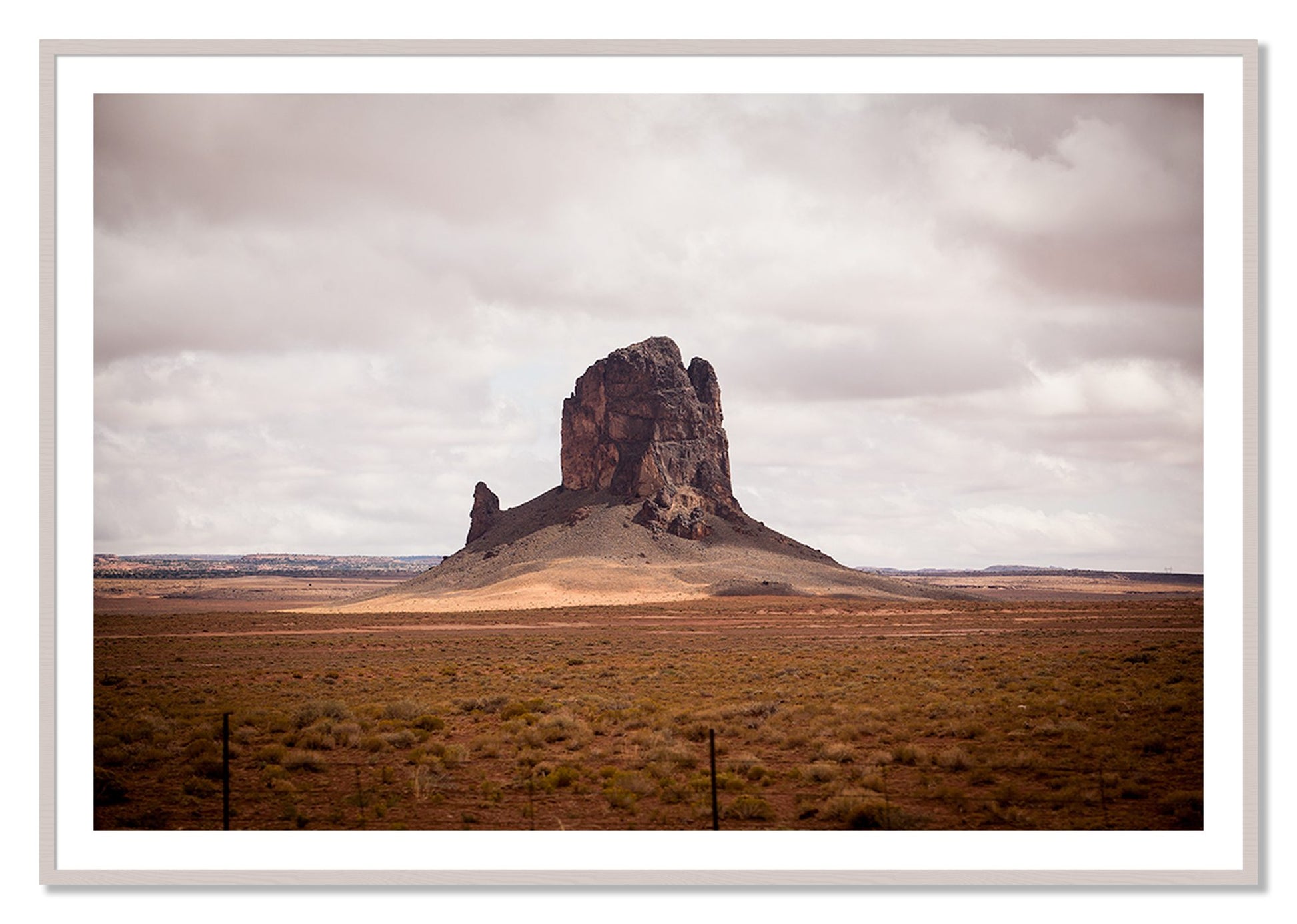 Framed photograph of Nowhere New Mexico by Dylan Ozanich, White Maple frame, Borders