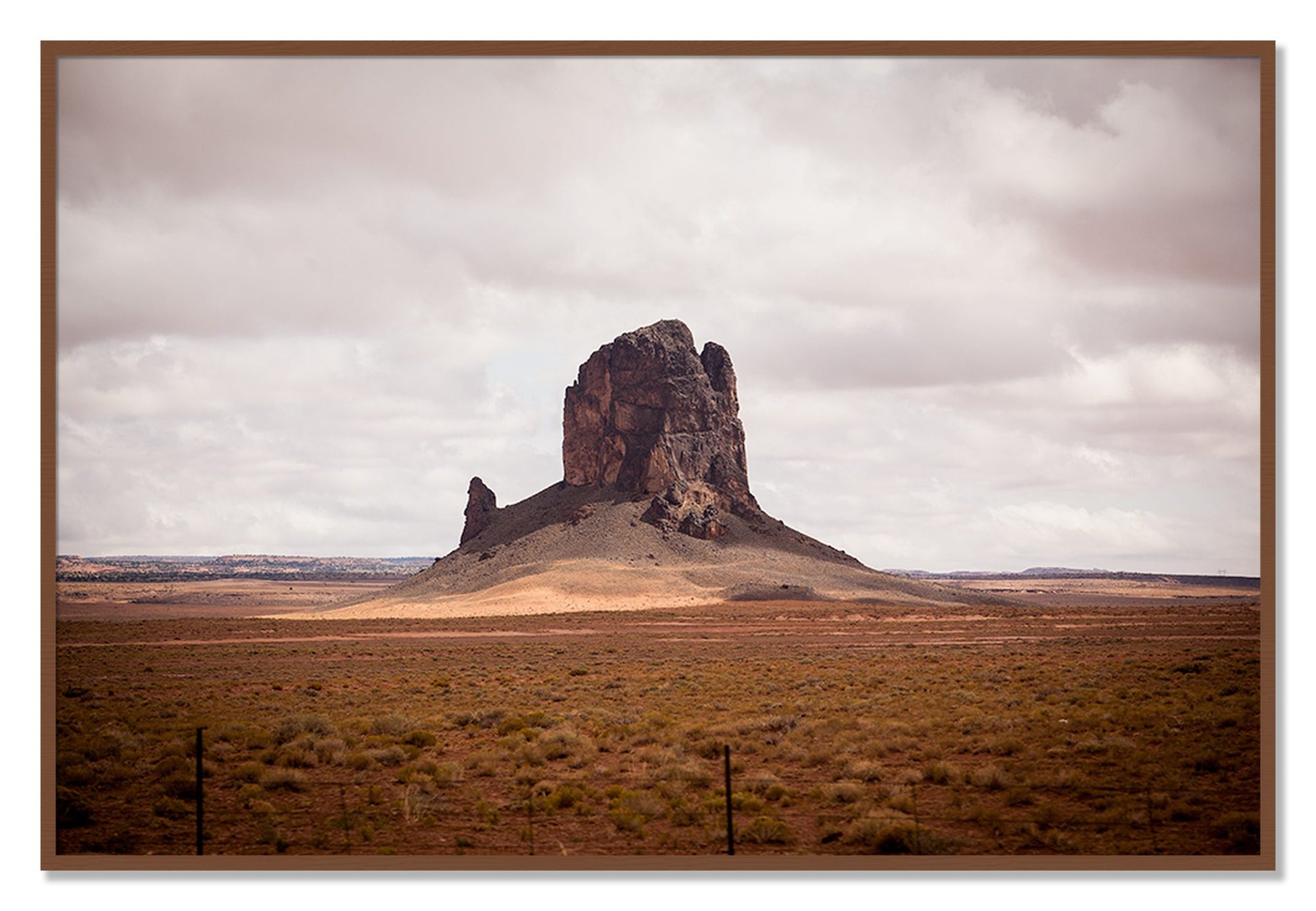 Framed photograph of Nowhere New Mexico by Dylan Ozanich, Walnut frame, Full Bleed