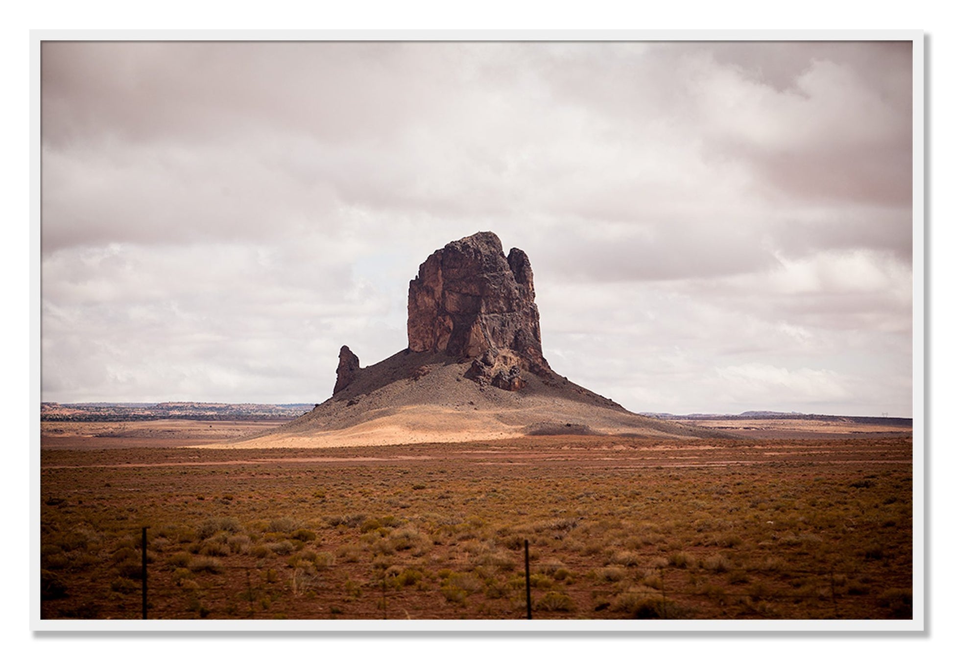Framed photograph of Nowhere New Mexico by Dylan Ozanich, White frame, Full Bleed