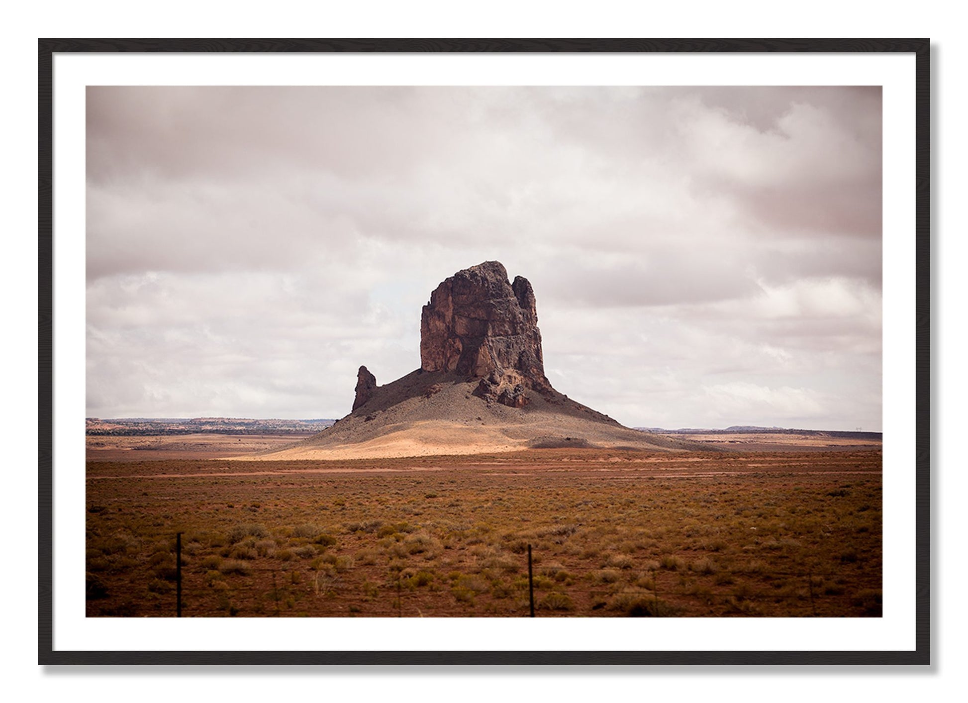 Framed photograph of Nowhere New Mexico by Dylan Ozanich, Black Walnut frame, Borders