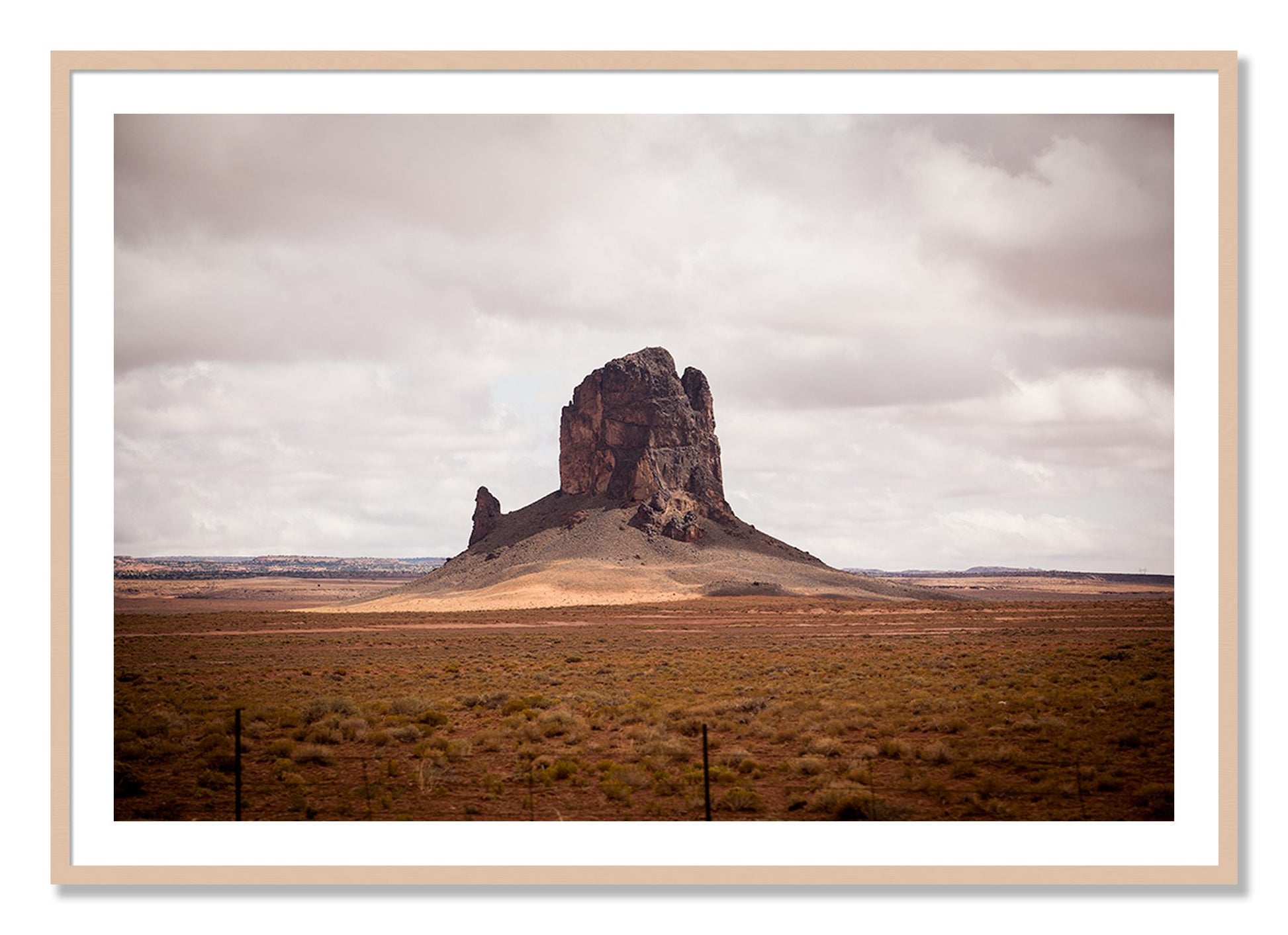 Framed photograph of Nowhere New Mexico by Dylan Ozanich, Maple frame, Borders