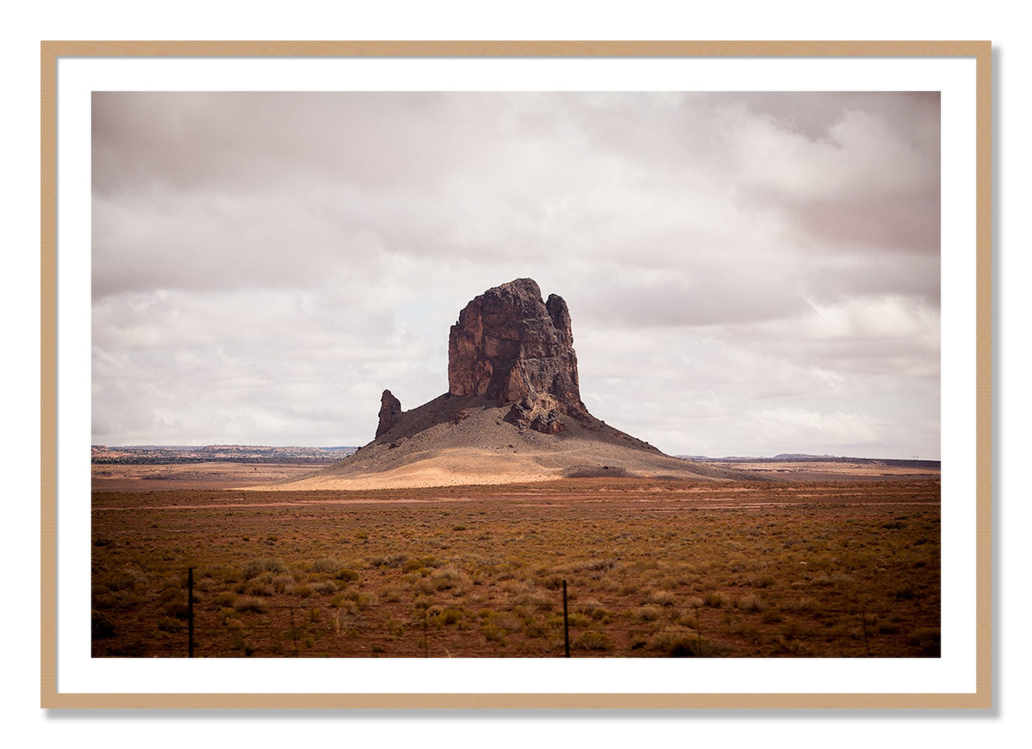 Framed photograph of Nowhere New Mexico by Dylan Ozanich, Oak frame, Borders
