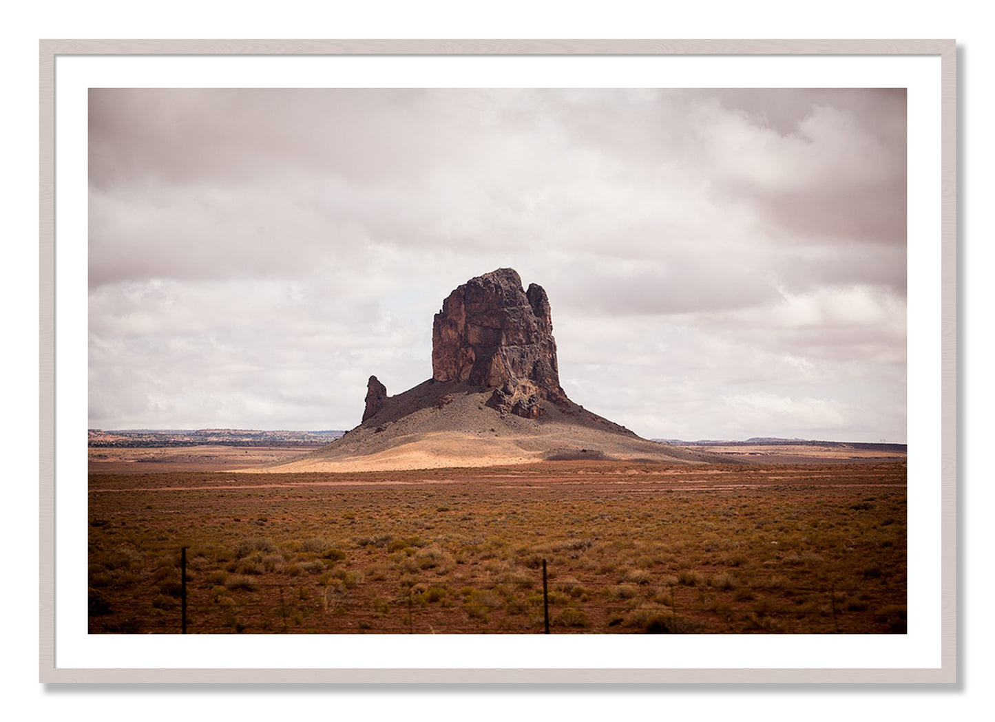 Framed photograph of Nowhere New Mexico by Dylan Ozanich, White Maple frame, Borders