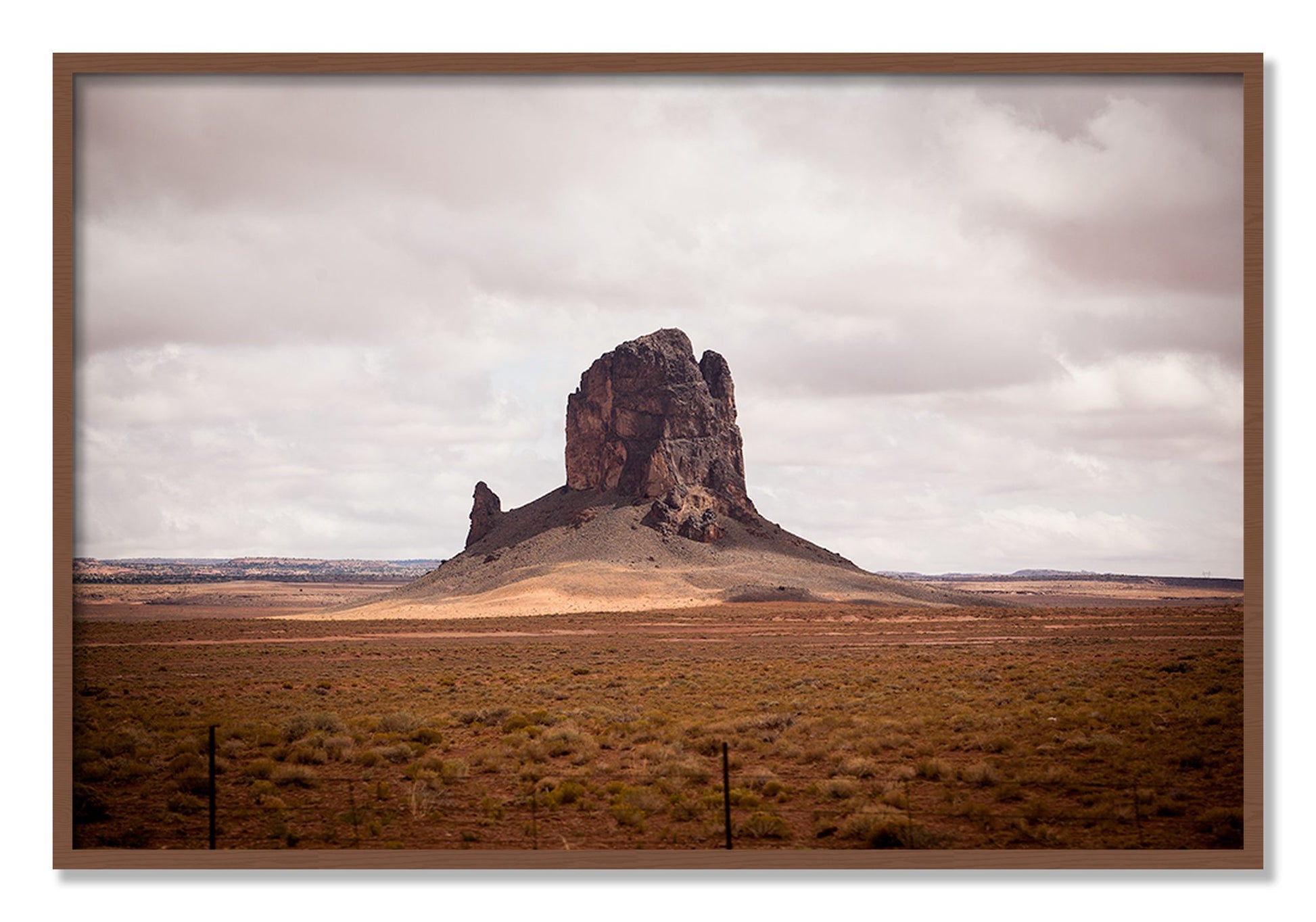Framed photograph of Nowhere New Mexico by Dylan Ozanich, Walnut frame, Full Bleed