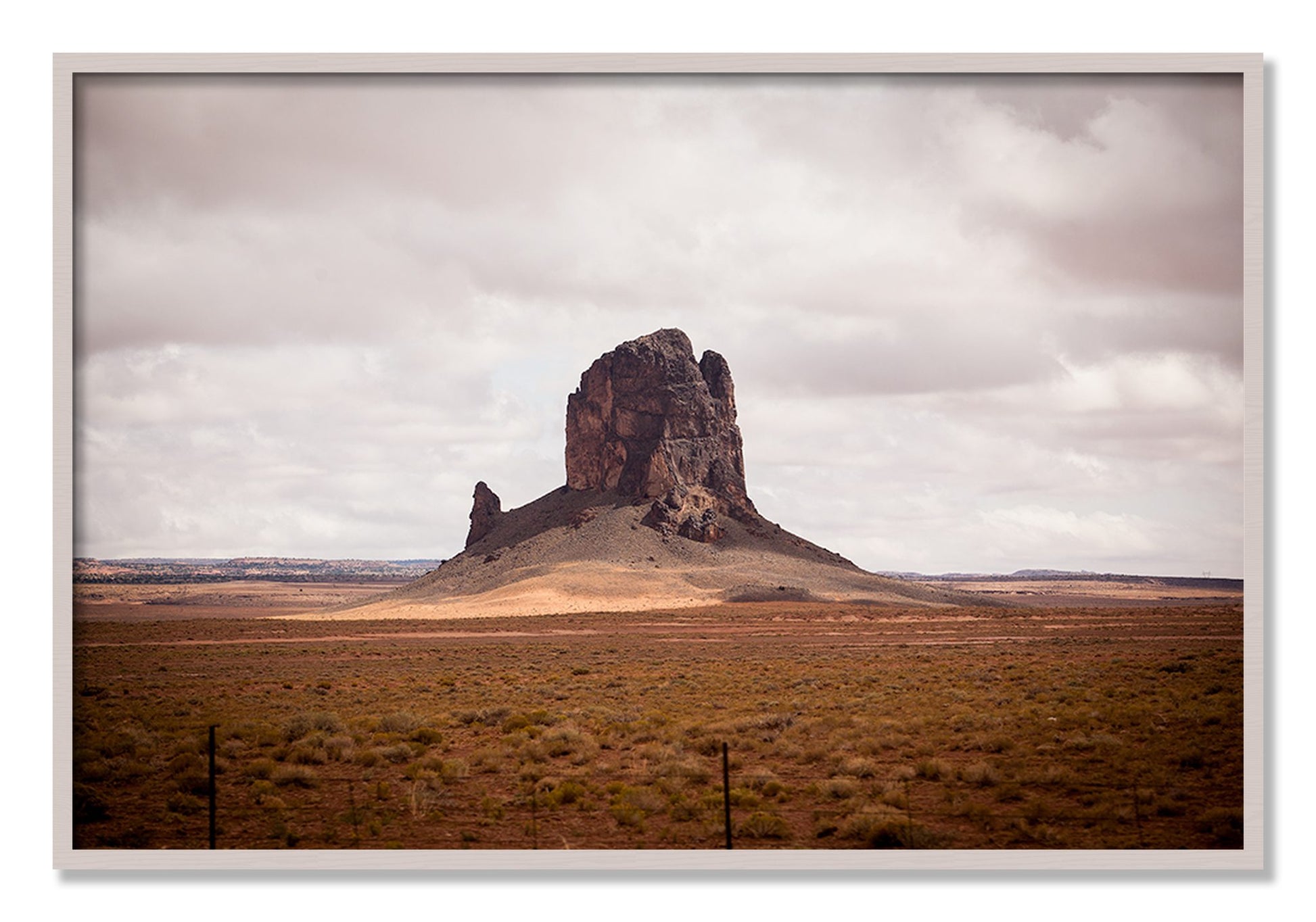Framed photograph of Nowhere New Mexico by Dylan Ozanich, White Maple frame, Full Bleed
