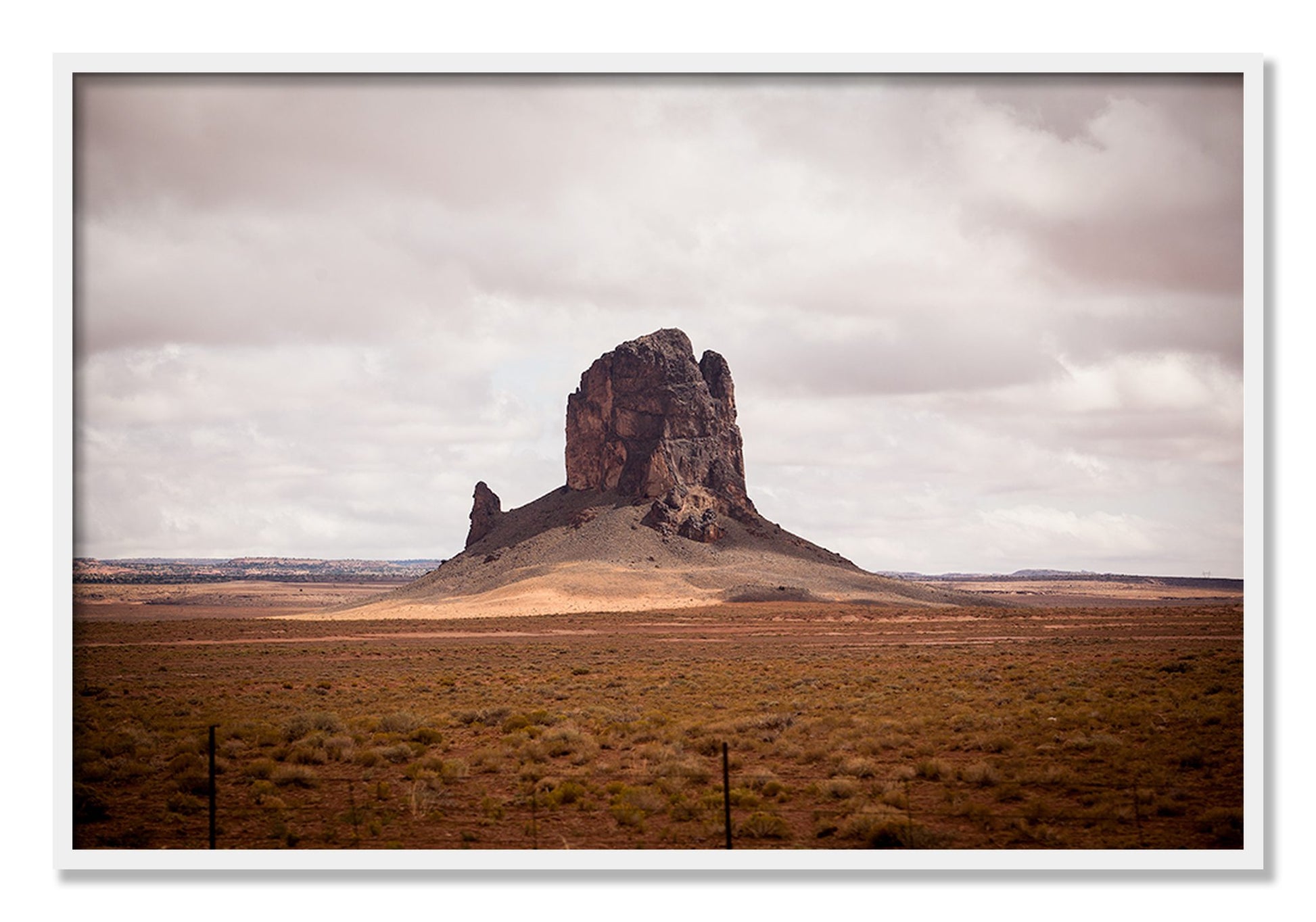 Framed photograph of Nowhere New Mexico by Dylan Ozanich, White frame, Full Bleed