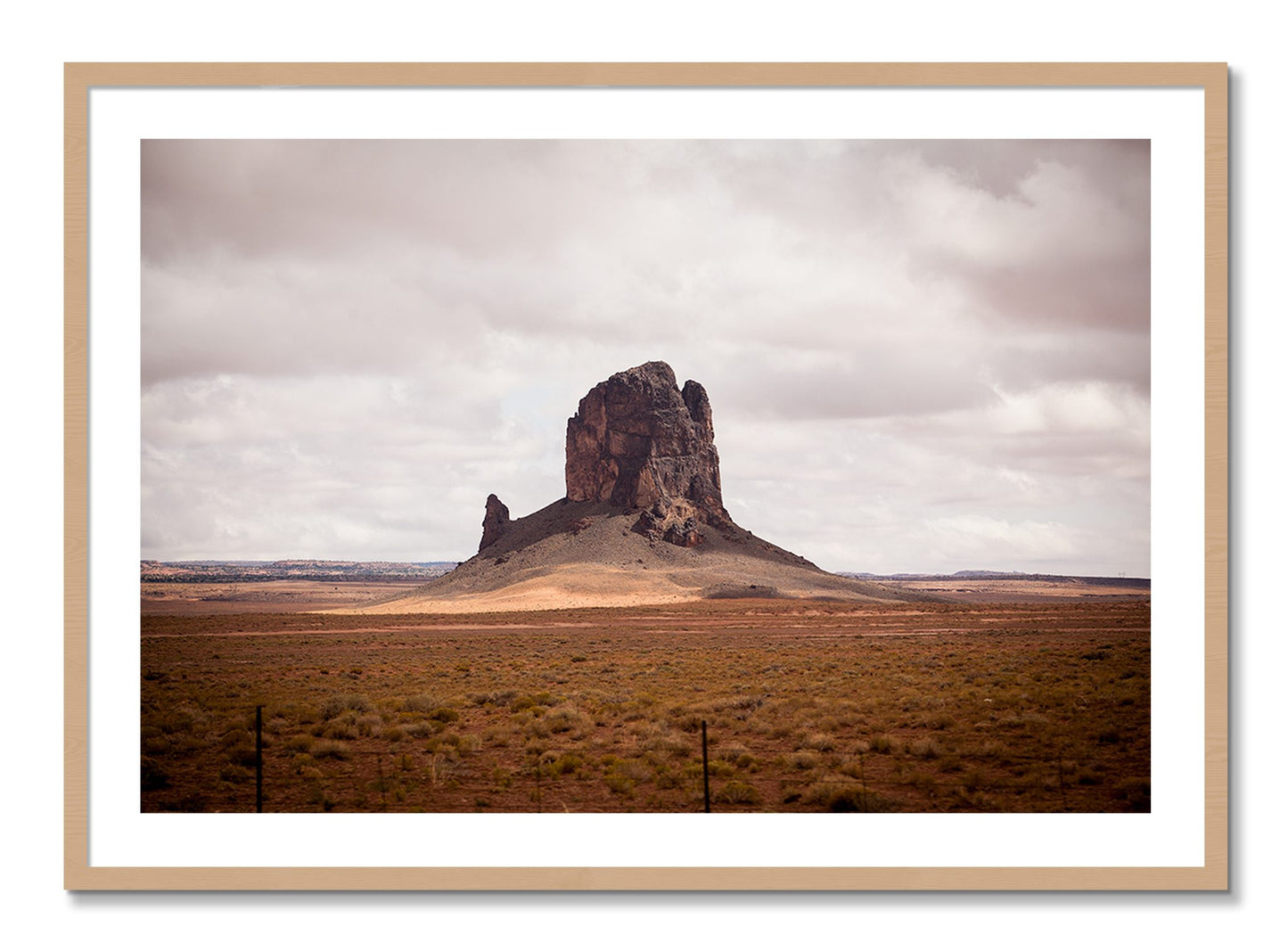 Framed photograph of Nowhere New Mexico by Dylan Ozanich, Oak frame, Borders