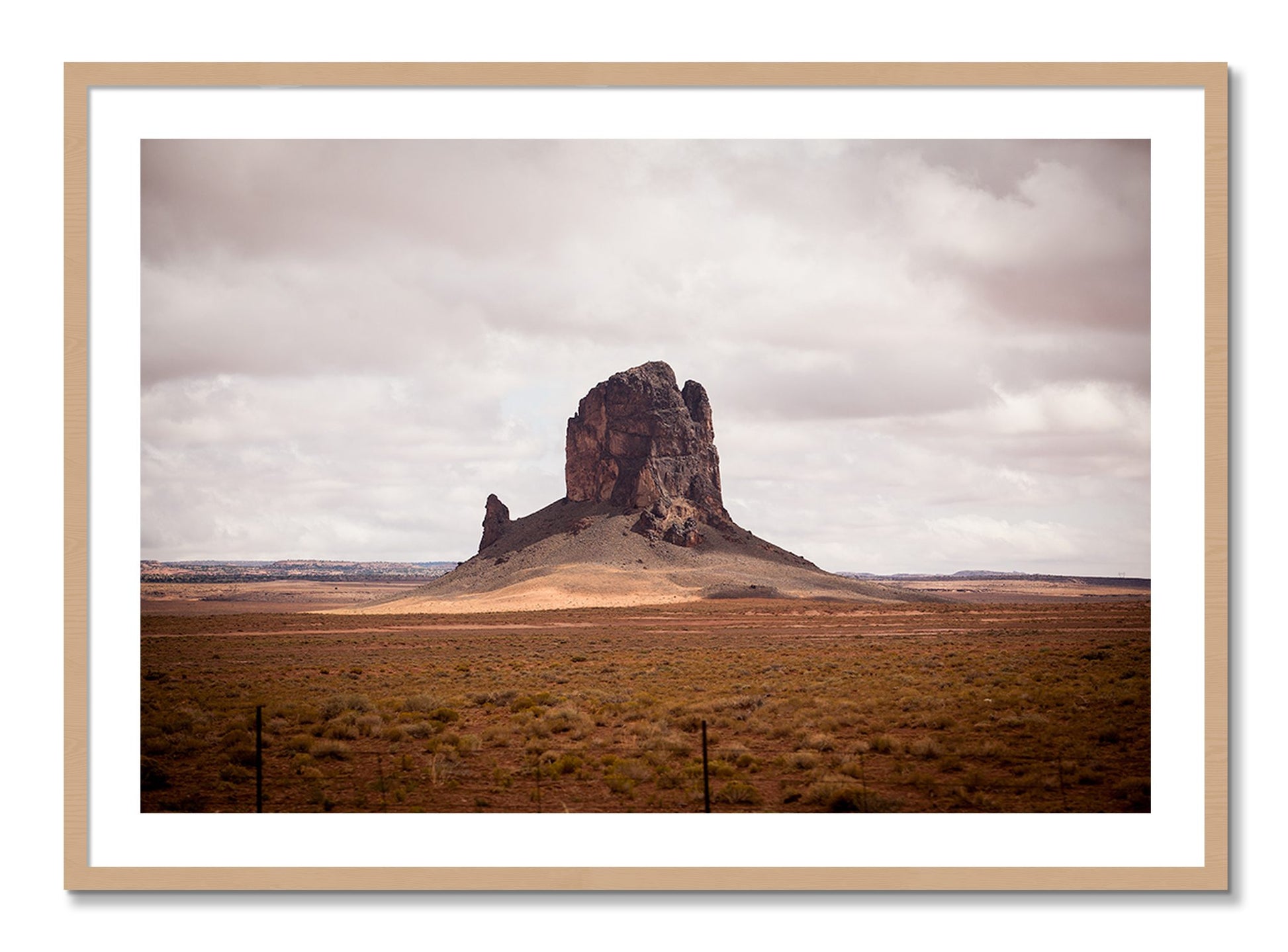 Framed photograph of Nowhere New Mexico by Dylan Ozanich, Oak frame, Borders