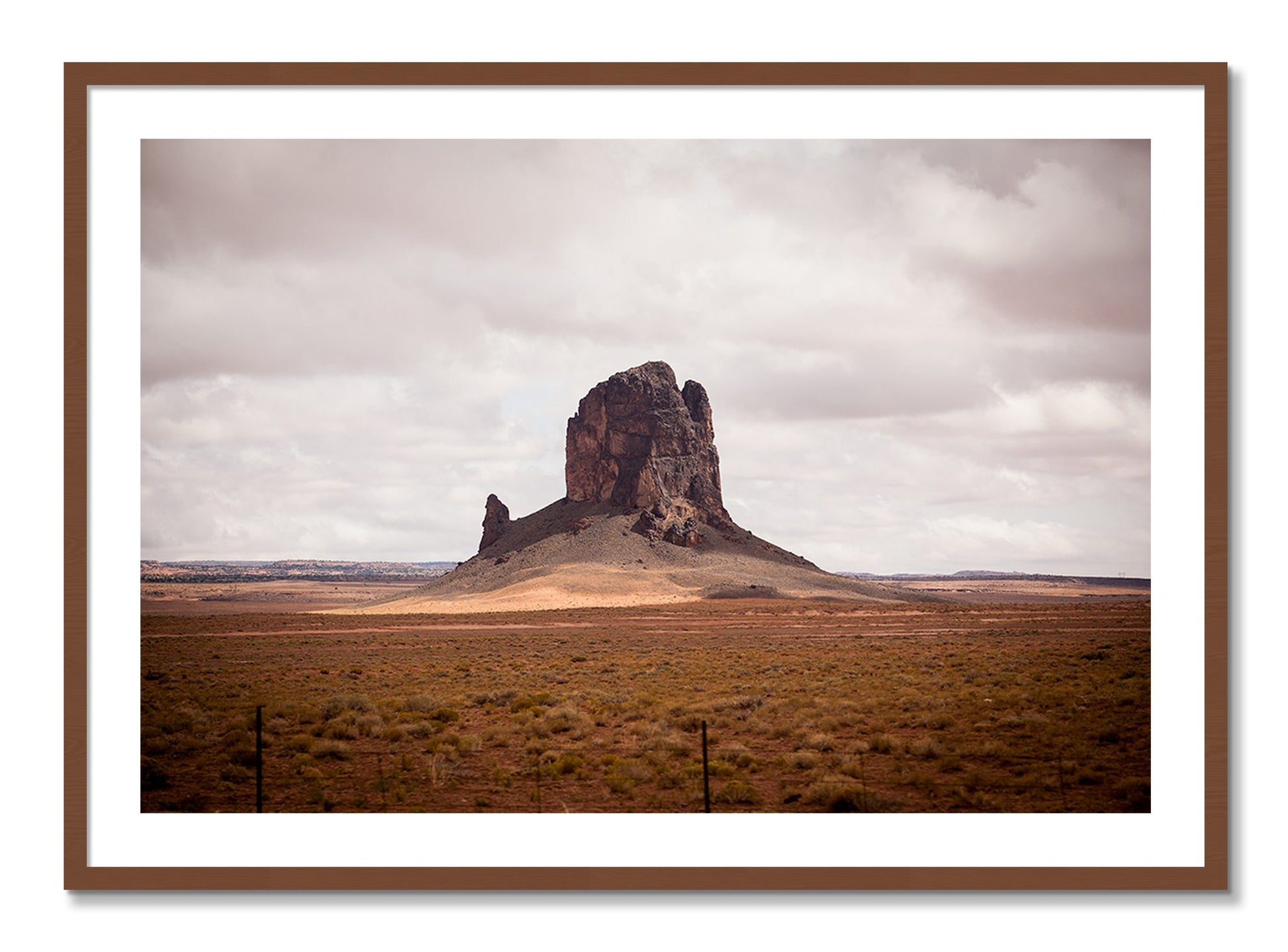 Framed photograph of Nowhere New Mexico by Dylan Ozanich, Walnut frame, Borders