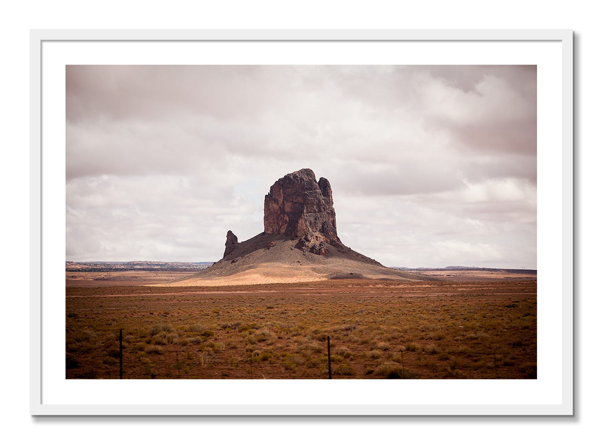 Framed photograph of Nowhere New Mexico by Dylan Ozanich, White frame, Borders