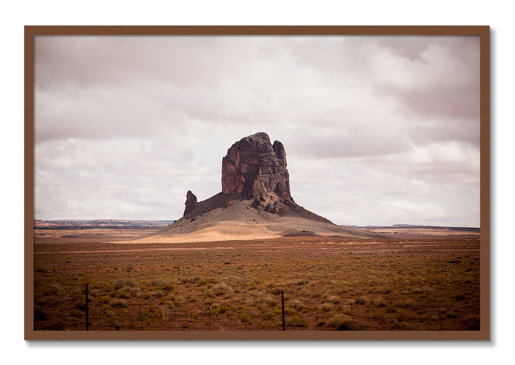 Framed photograph of Nowhere New Mexico by Dylan Ozanich, Walnut frame, Full Bleed