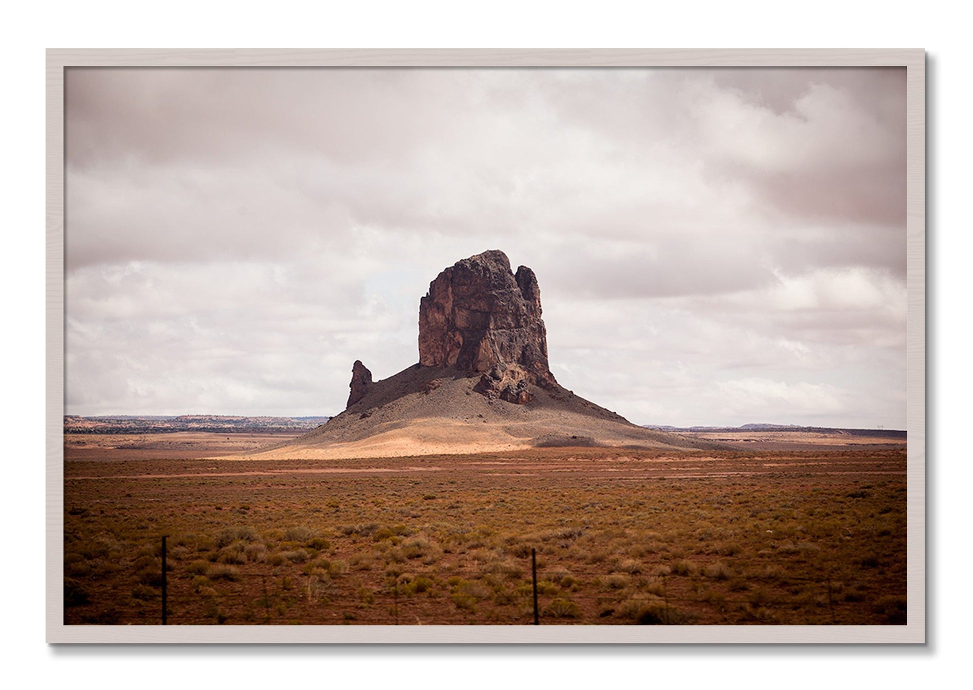 Framed photograph of Nowhere New Mexico by Dylan Ozanich, White Maple frame, Full Bleed