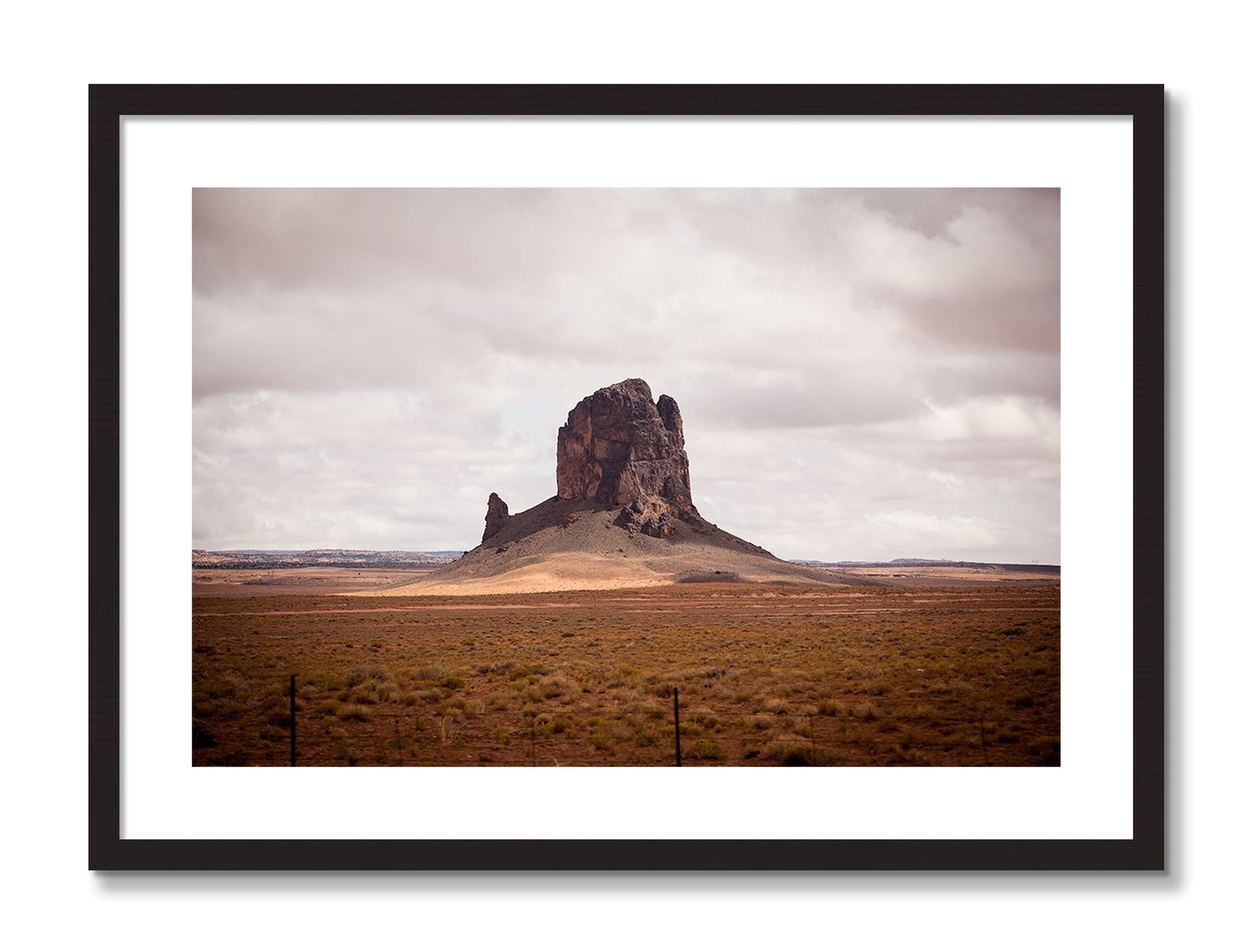 Framed photograph of Nowhere New Mexico by Dylan Ozanich, Black Walnut frame, Borders