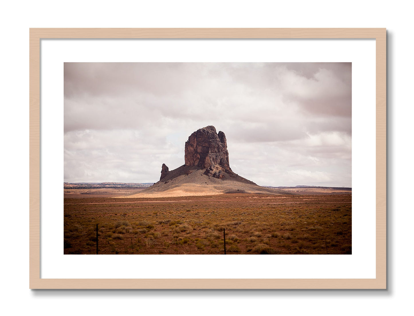 Framed photograph of Nowhere New Mexico by Dylan Ozanich, Maple frame, Borders