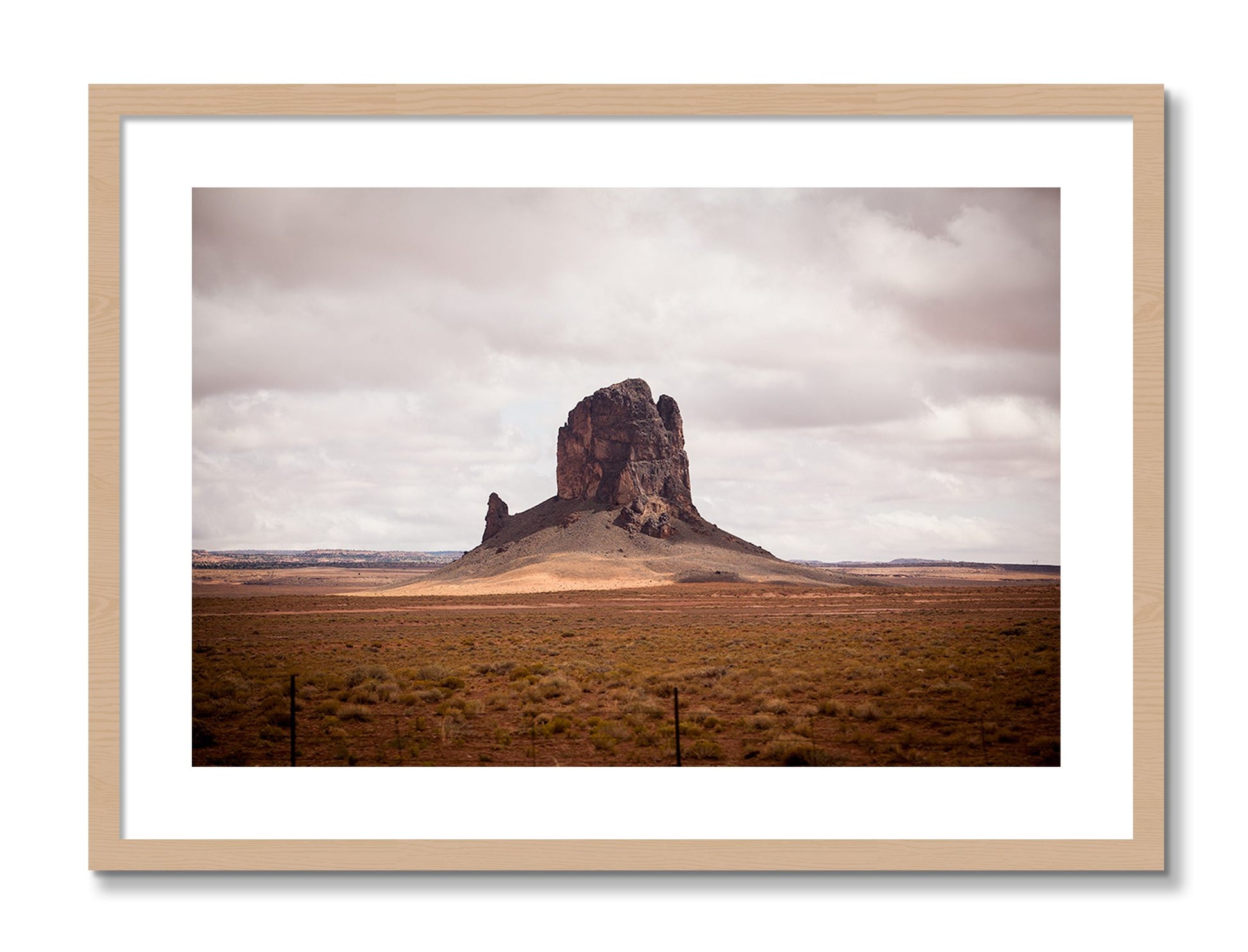 Framed photograph of Nowhere New Mexico by Dylan Ozanich, Oak frame, Borders