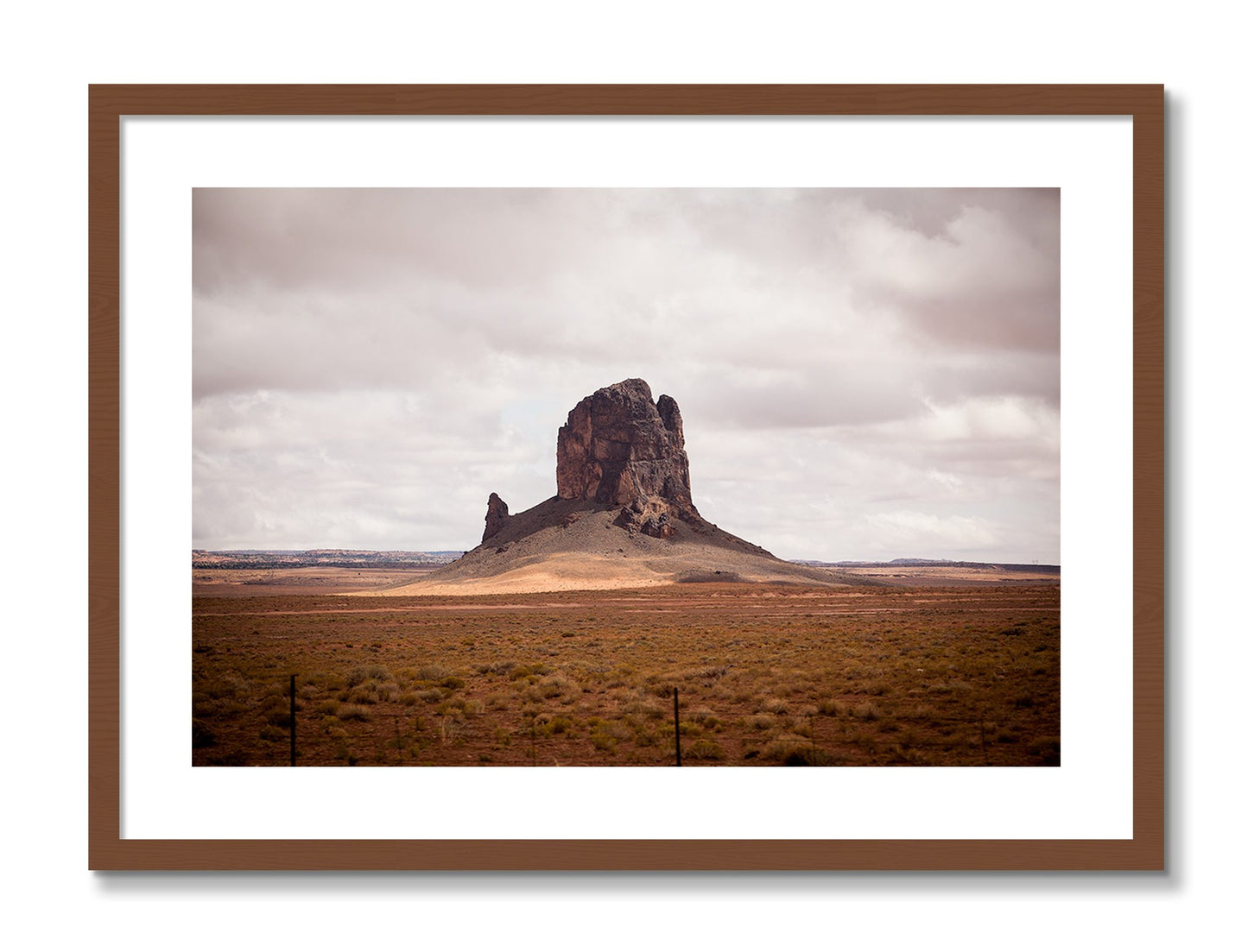 Framed photograph of Nowhere New Mexico by Dylan Ozanich, Walnut frame, Borders