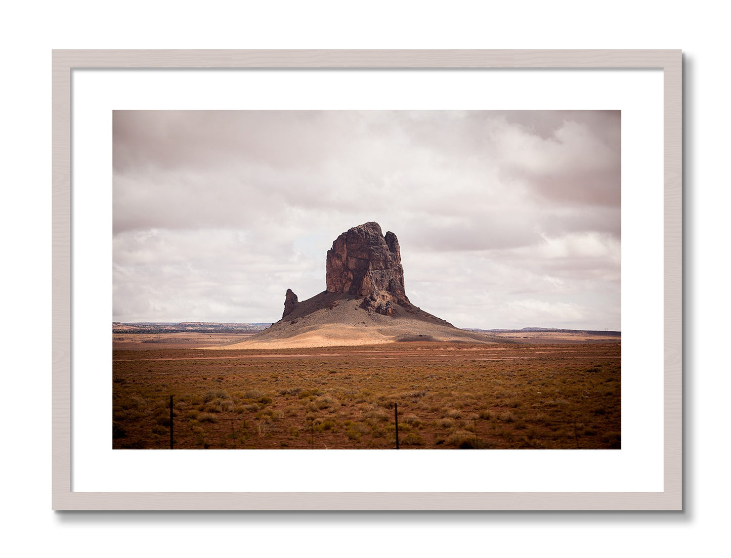 Framed photograph of Nowhere New Mexico by Dylan Ozanich, White Maple frame, Borders
