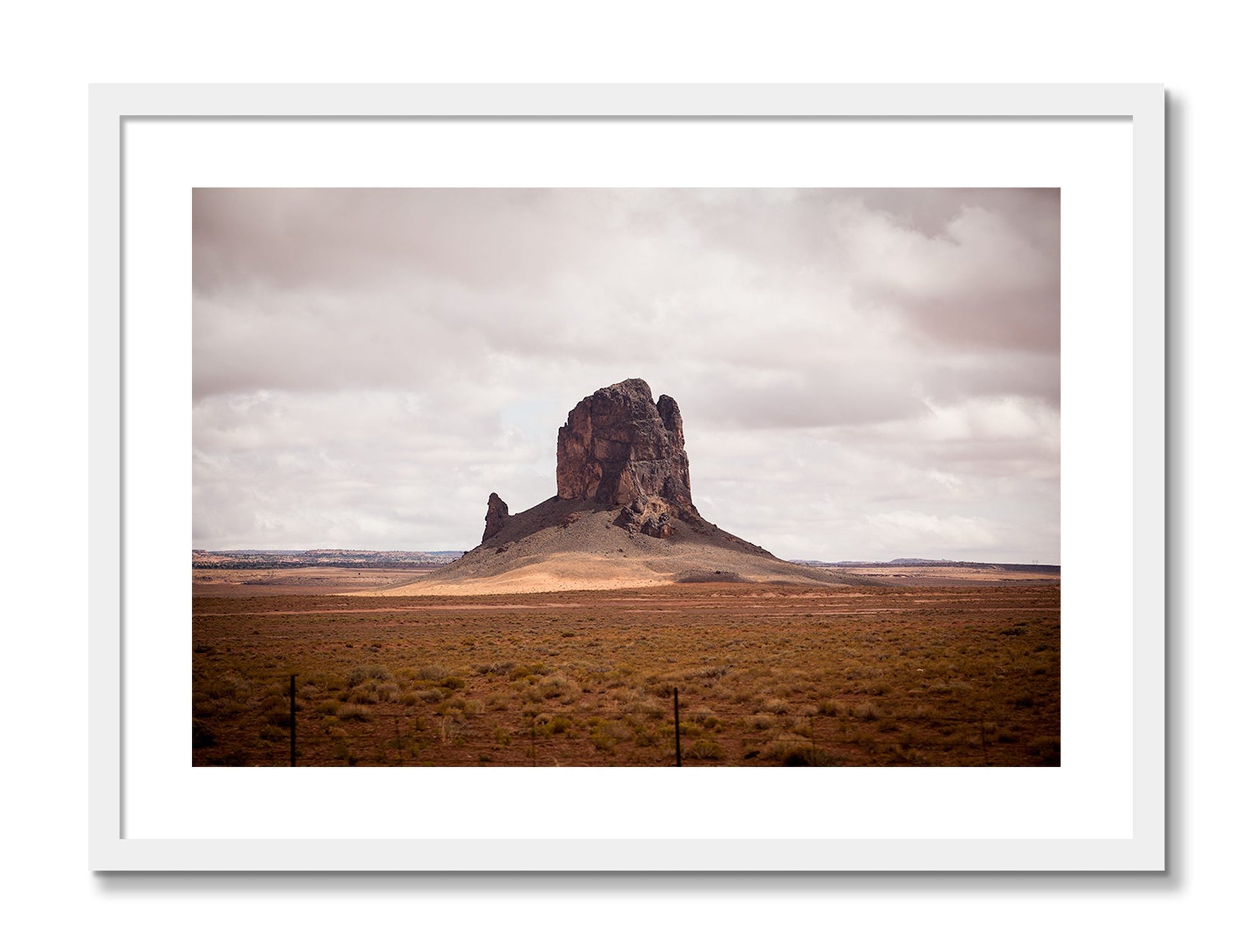 Framed photograph of Nowhere New Mexico by Dylan Ozanich, White frame, Borders