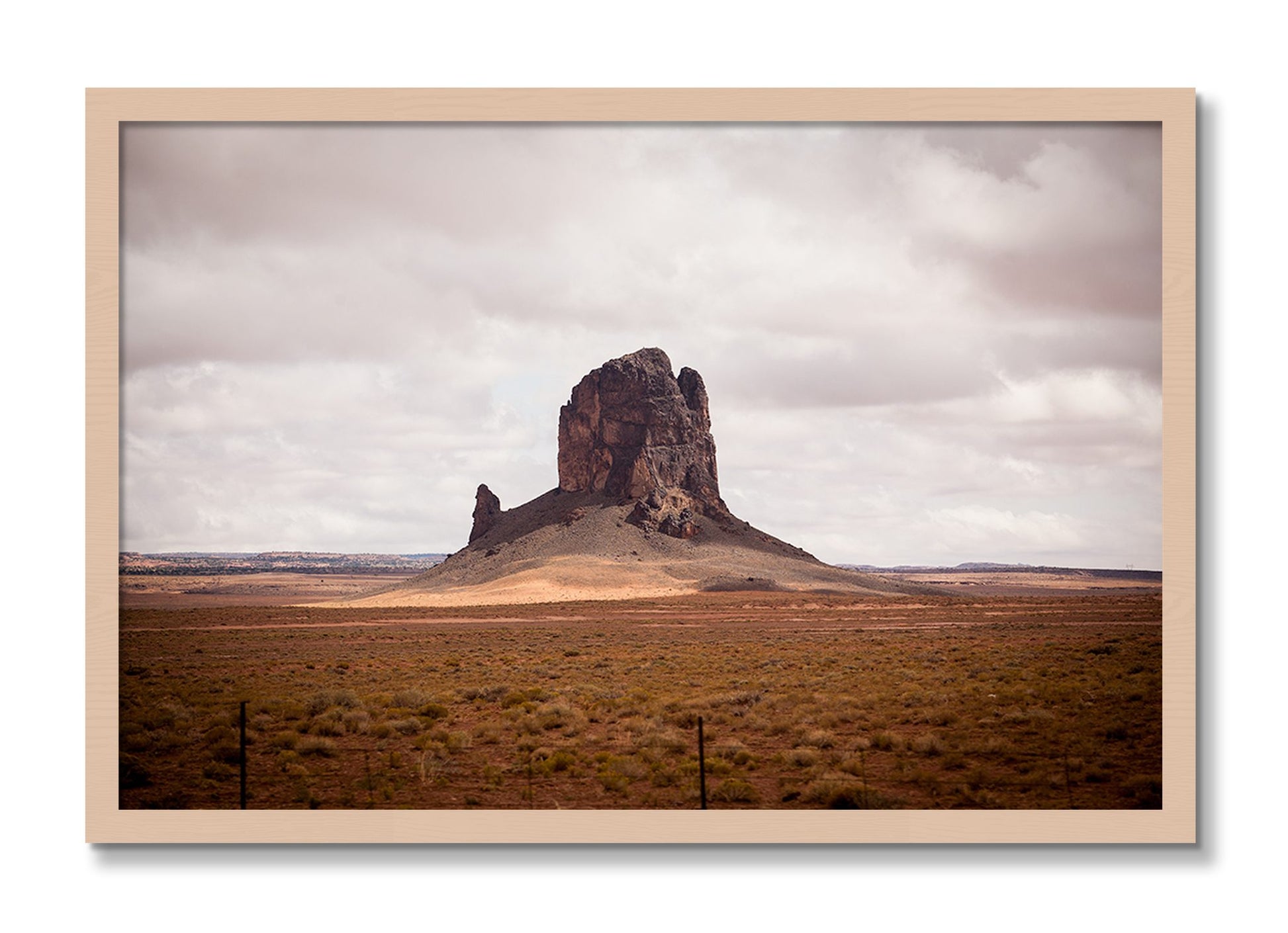 Framed photograph of Nowhere New Mexico by Dylan Ozanich, Maple frame, Full Bleed
