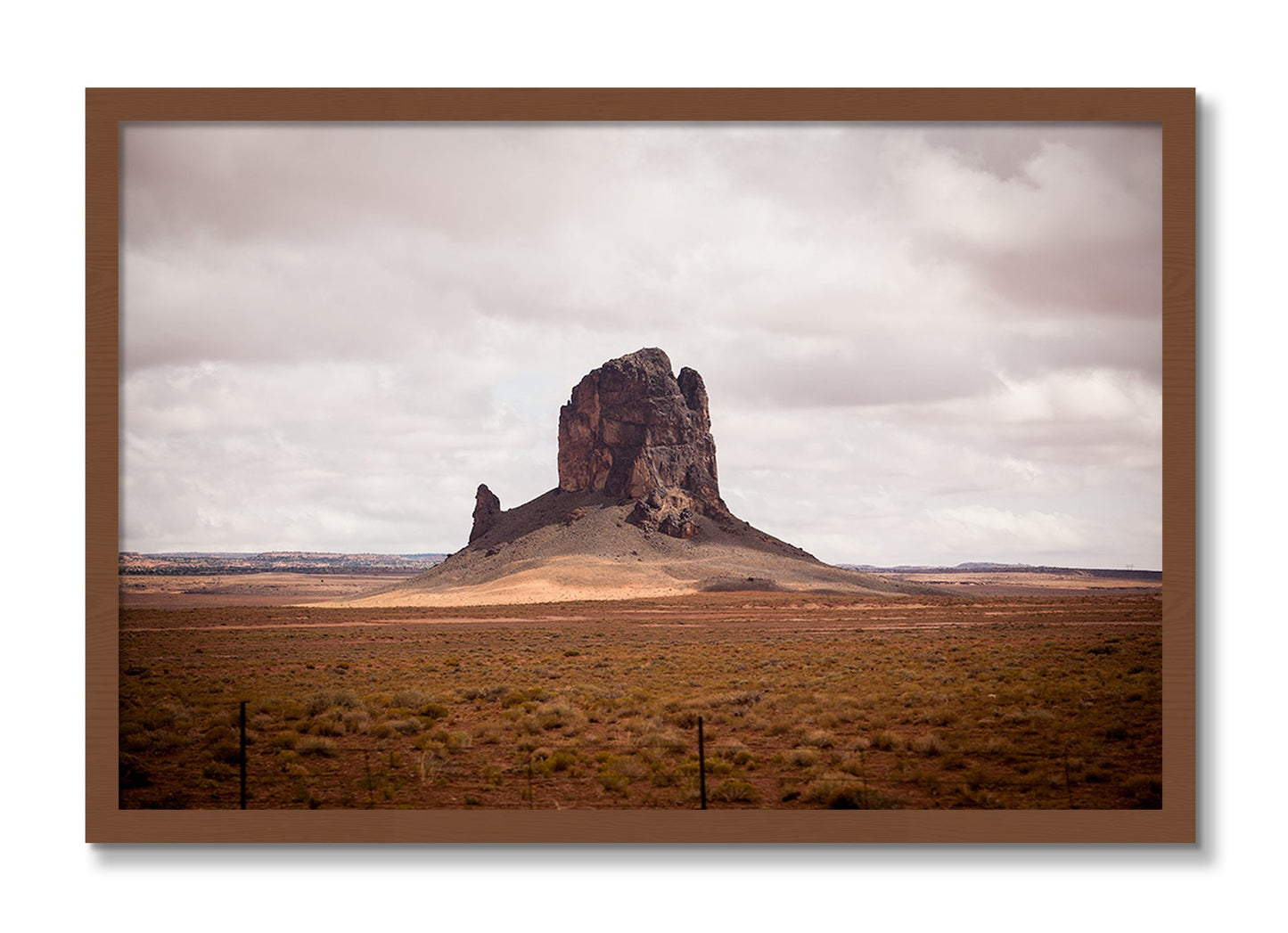 Framed photograph of Nowhere New Mexico by Dylan Ozanich, Walnut frame, Full Bleed