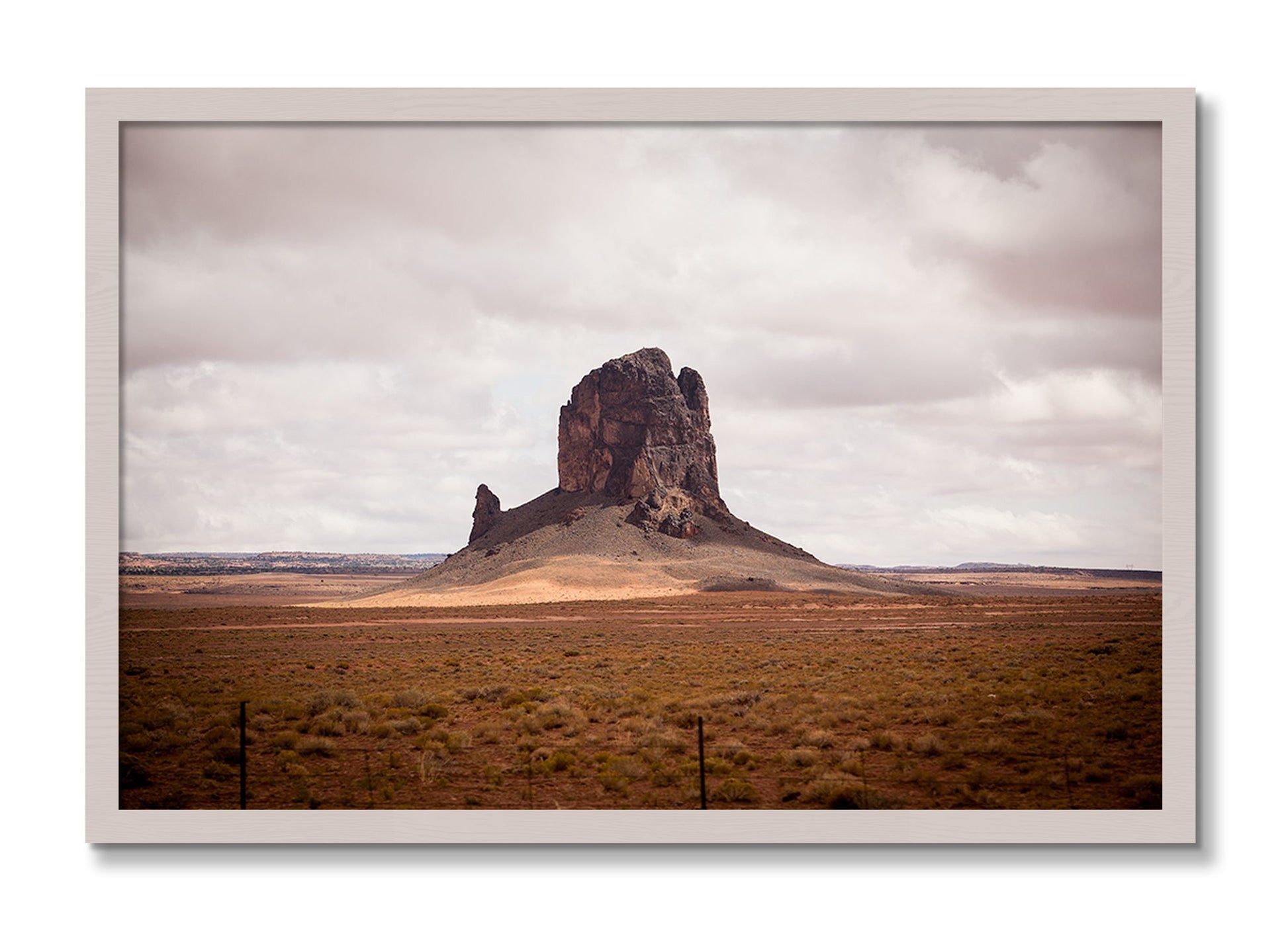 Framed photograph of Nowhere New Mexico by Dylan Ozanich, White Maple frame, Full Bleed