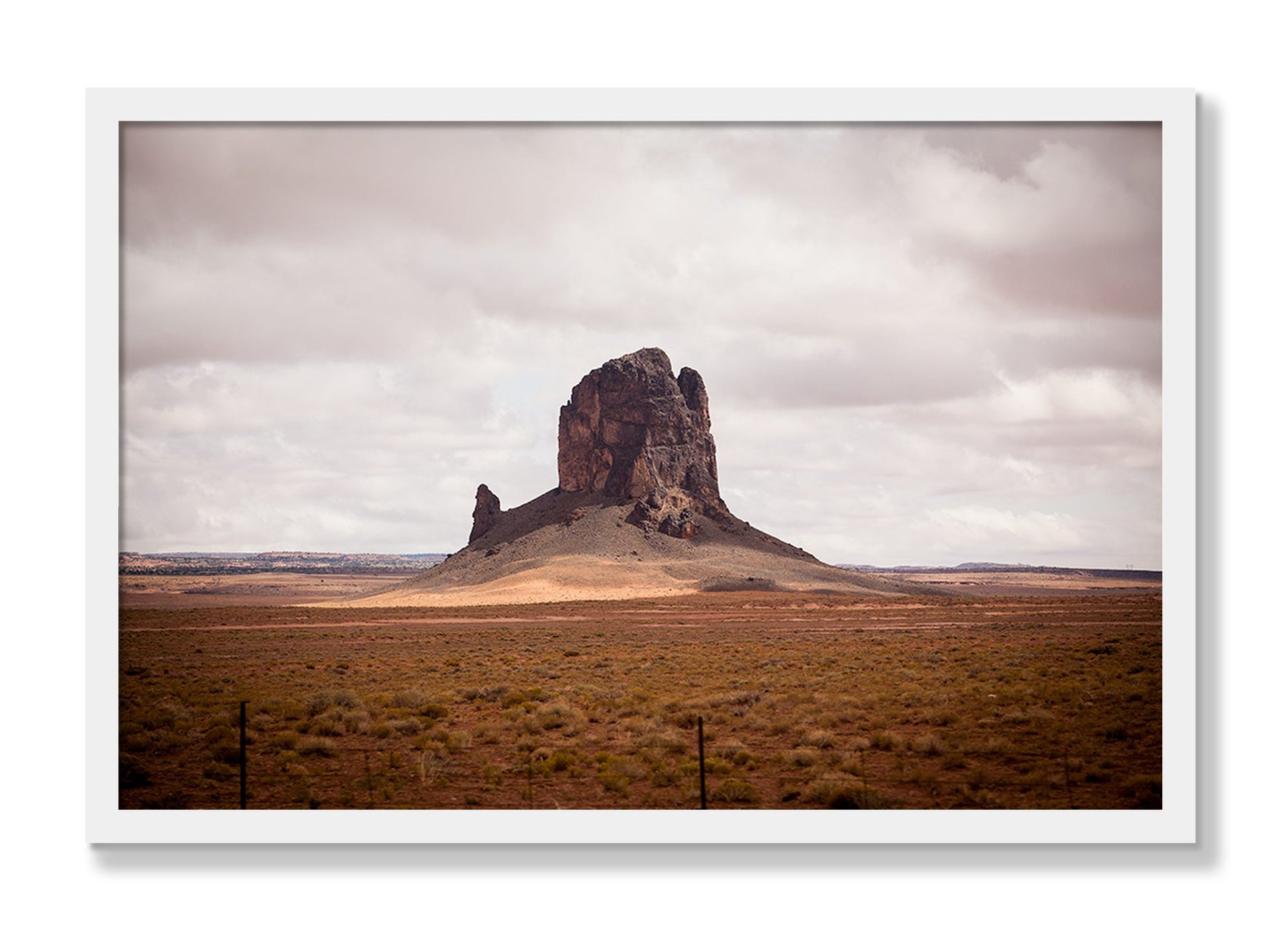 Framed photograph of Nowhere New Mexico by Dylan Ozanich, White frame, Full Bleed