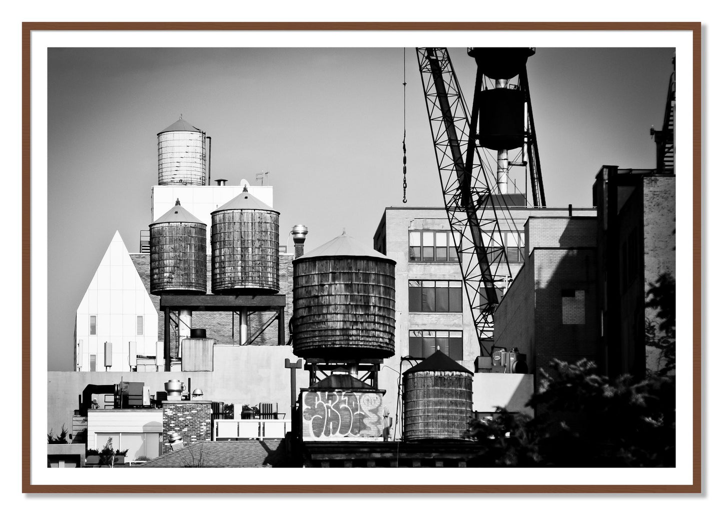 NYC by Dylan Ozanich, 48×72 print with a White Border in a Walnut frame