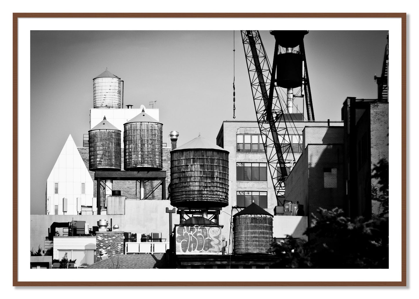 Framed photograph of NYC by Dylan Ozanich, Walnut frame, Borders