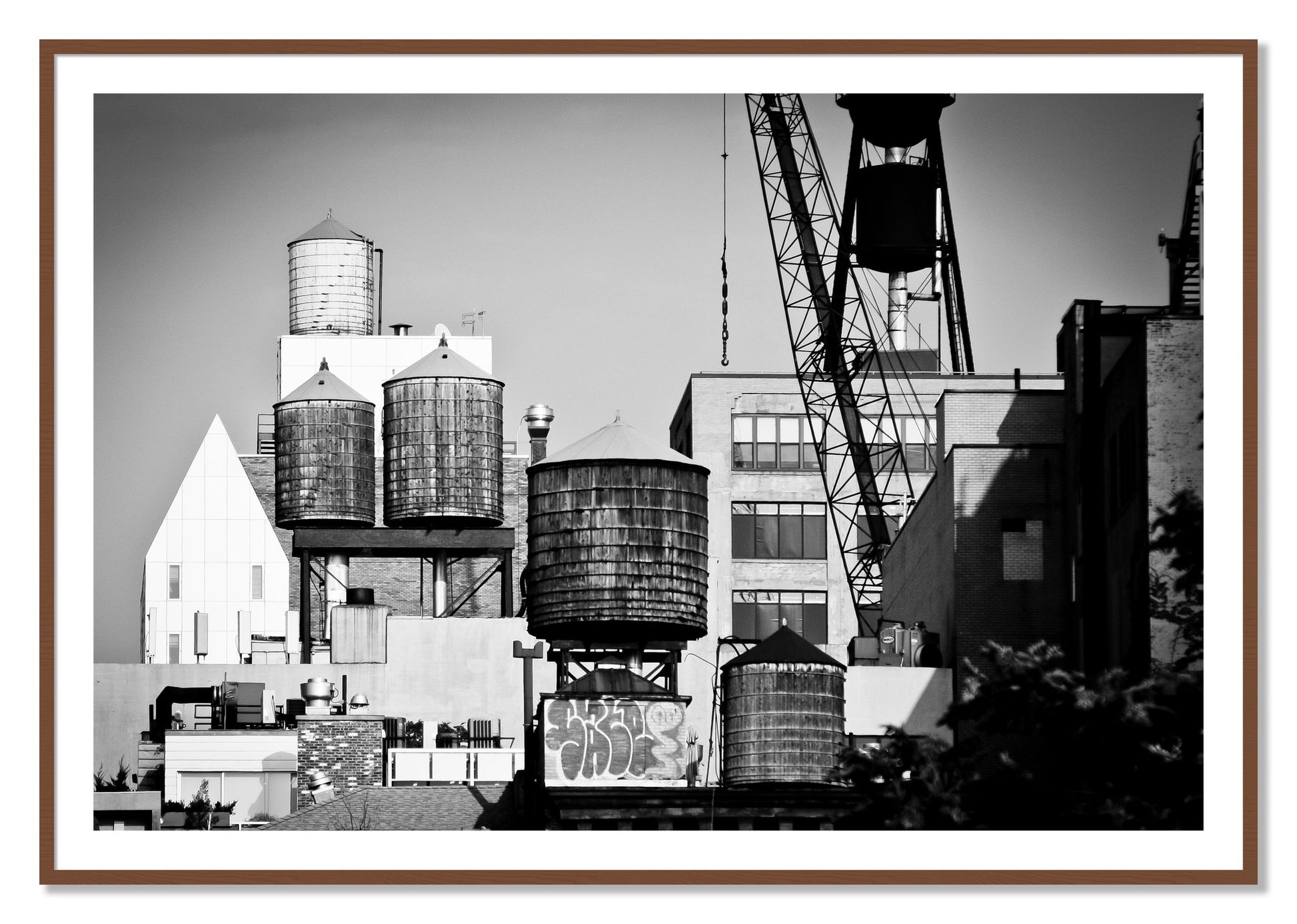 Framed photograph of NYC by Dylan Ozanich, Walnut frame, Borders