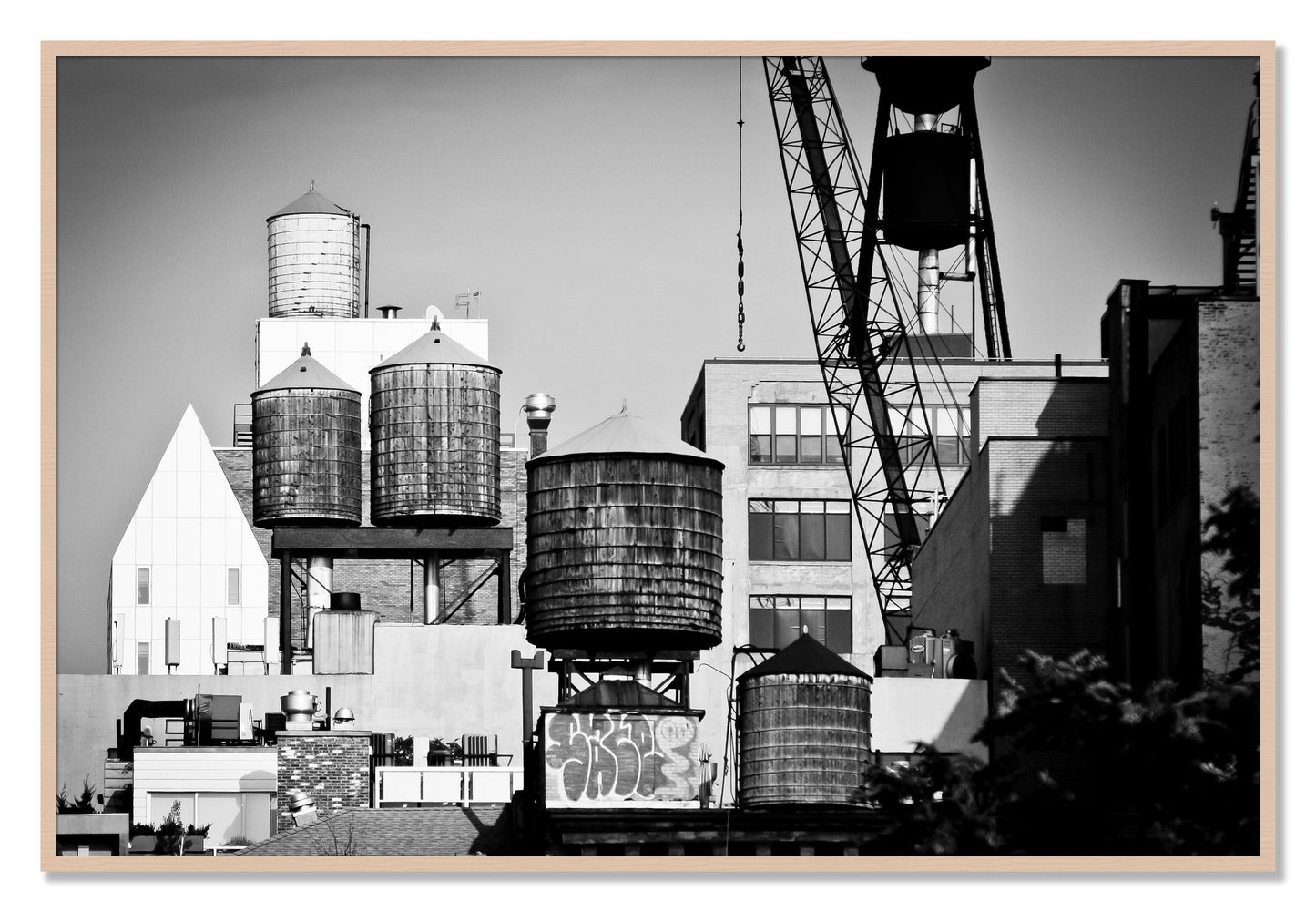 Framed photograph of NYC by Dylan Ozanich, Maple frame, Full Bleed