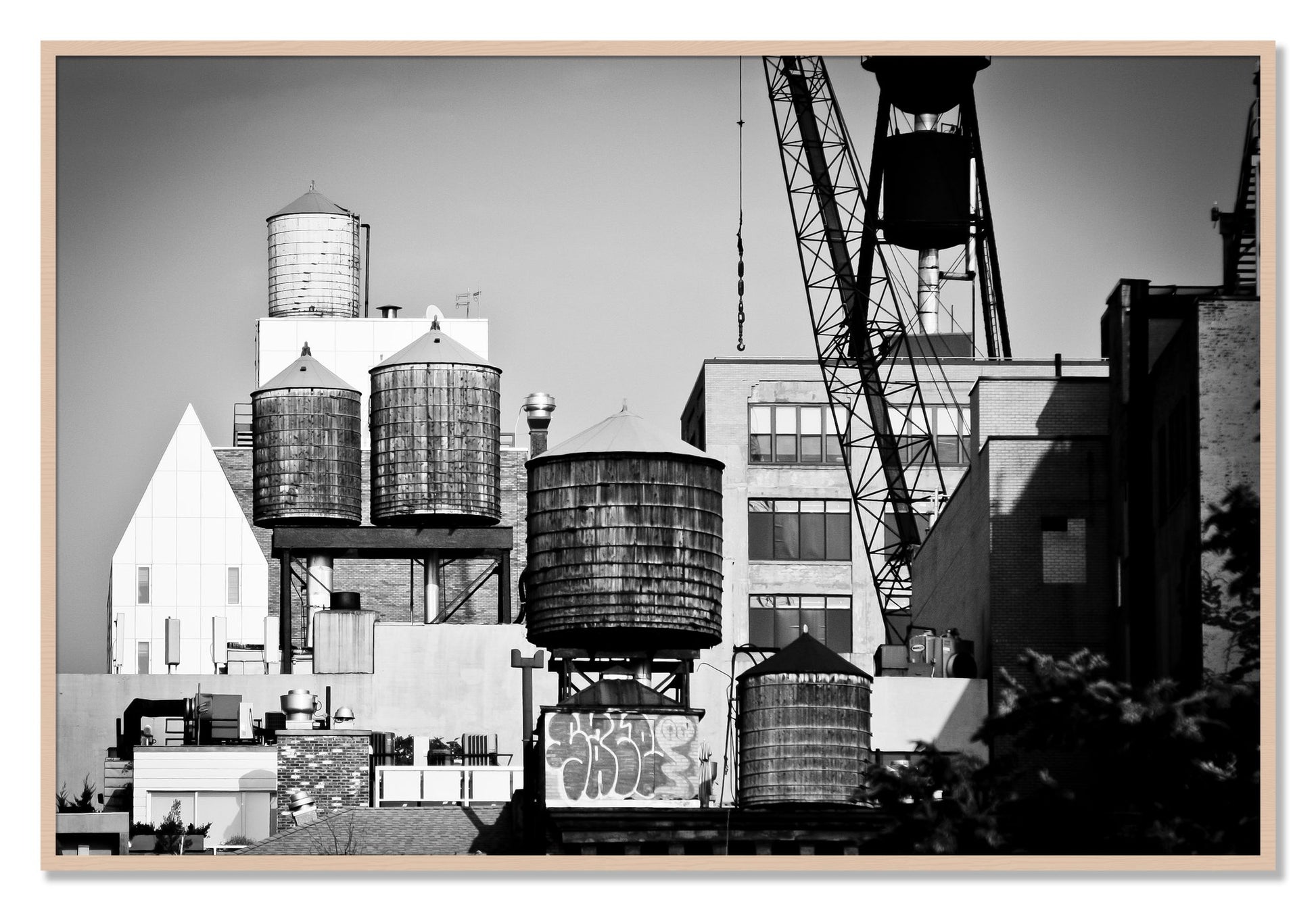 Framed photograph of NYC by Dylan Ozanich, Maple frame, Full Bleed
