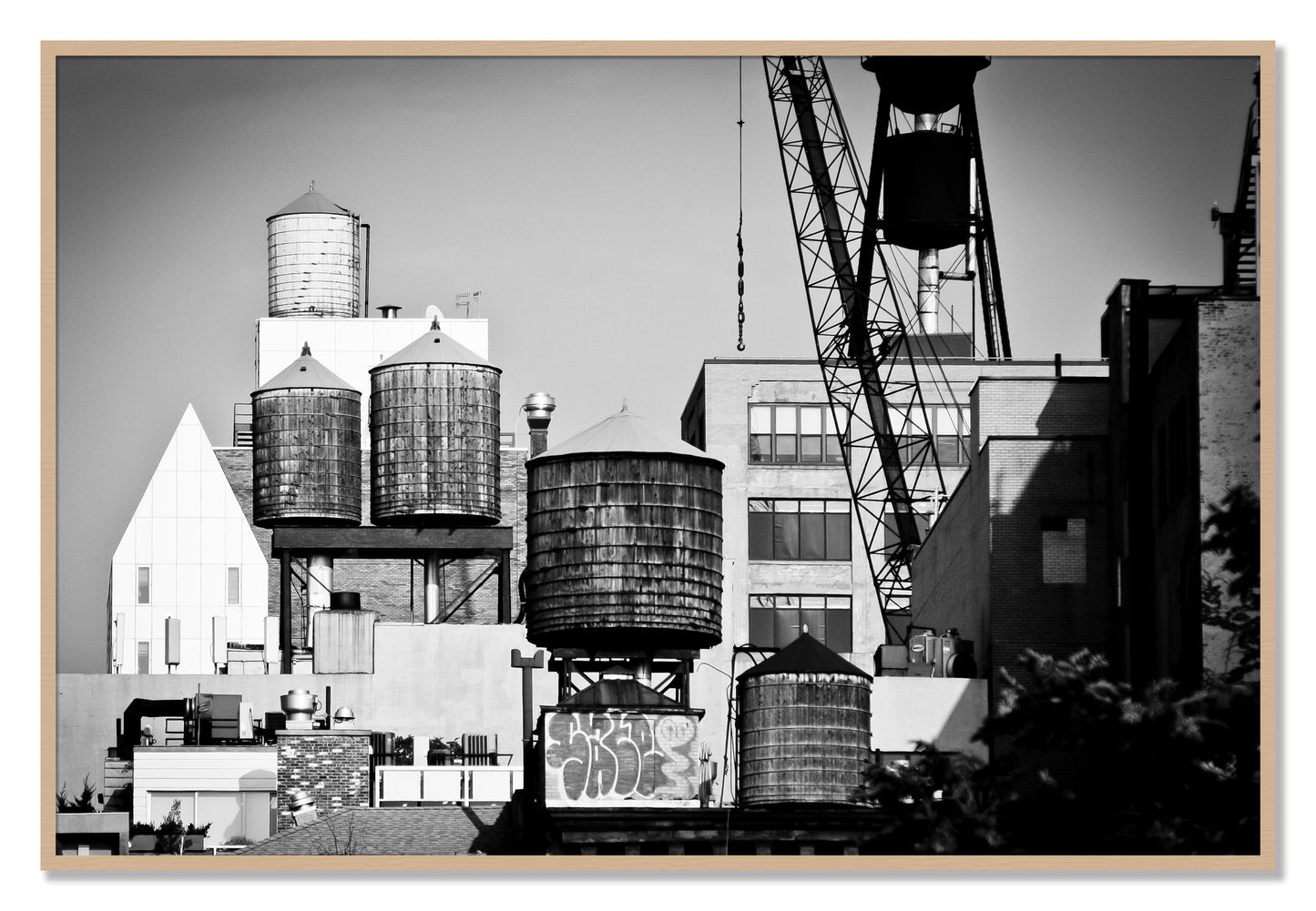 Framed photograph of NYC by Dylan Ozanich, Oak frame, Full Bleed