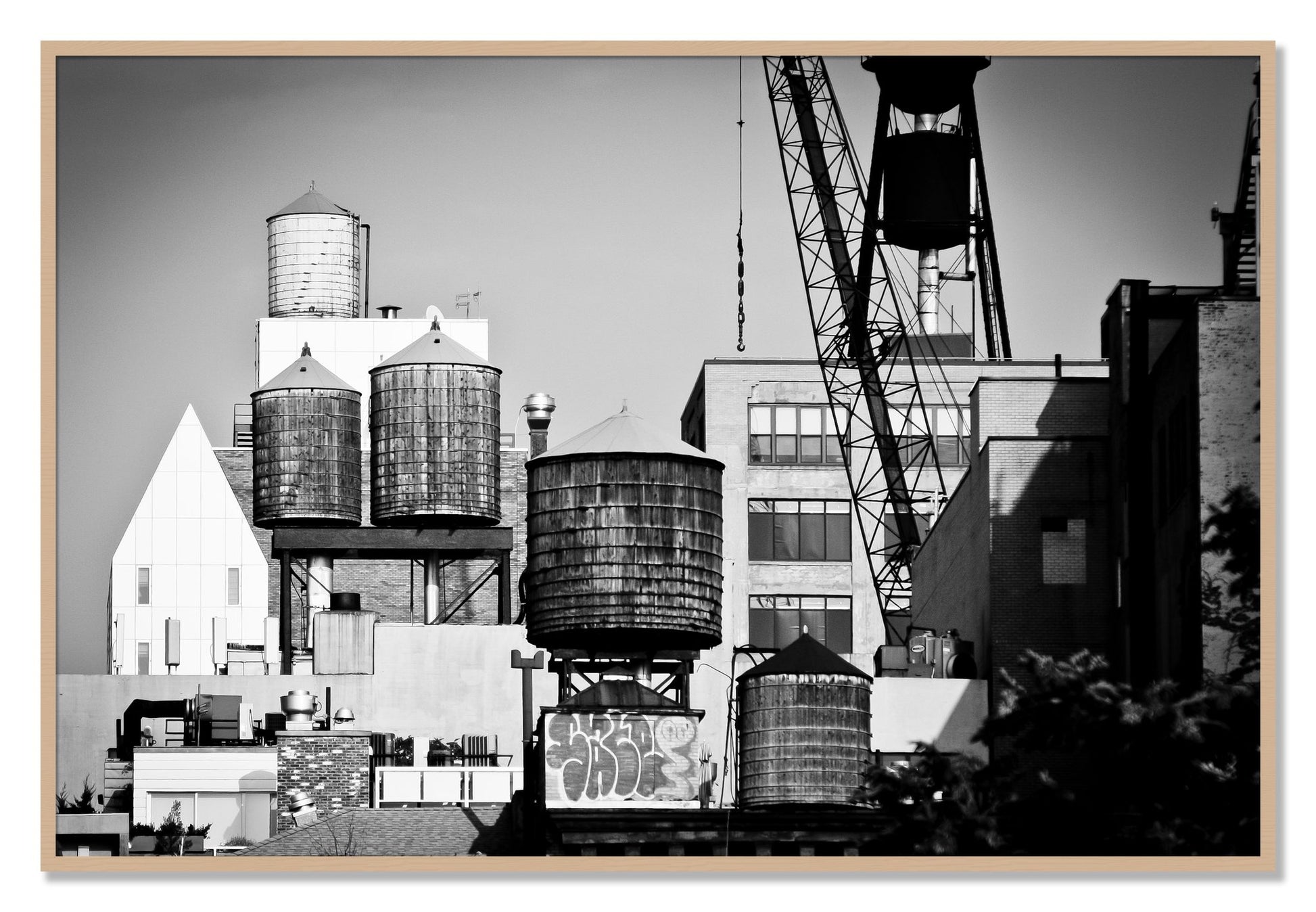 Framed photograph of NYC by Dylan Ozanich, Oak frame, Full Bleed