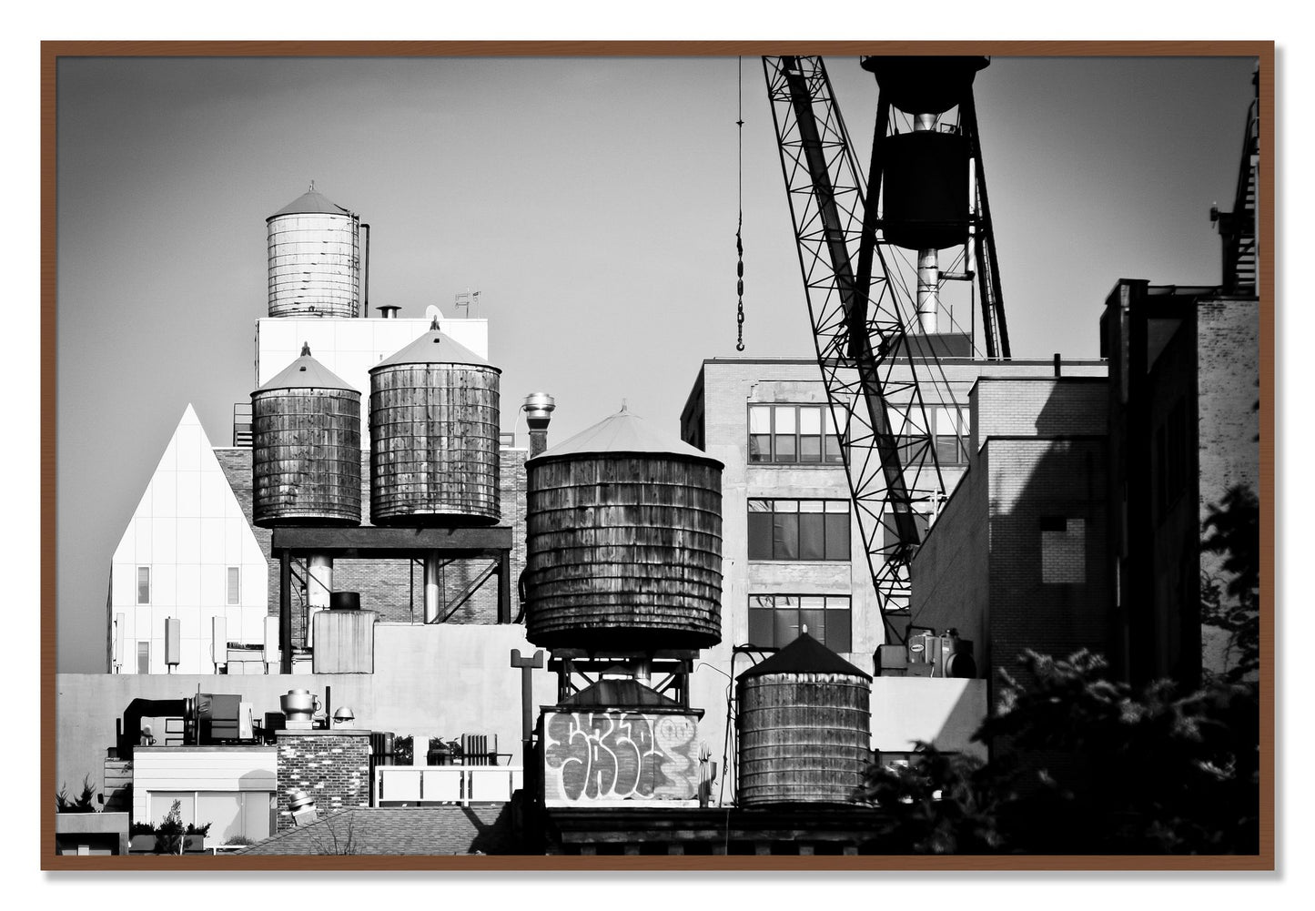 Framed photograph of NYC by Dylan Ozanich, Walnut frame, Full Bleed