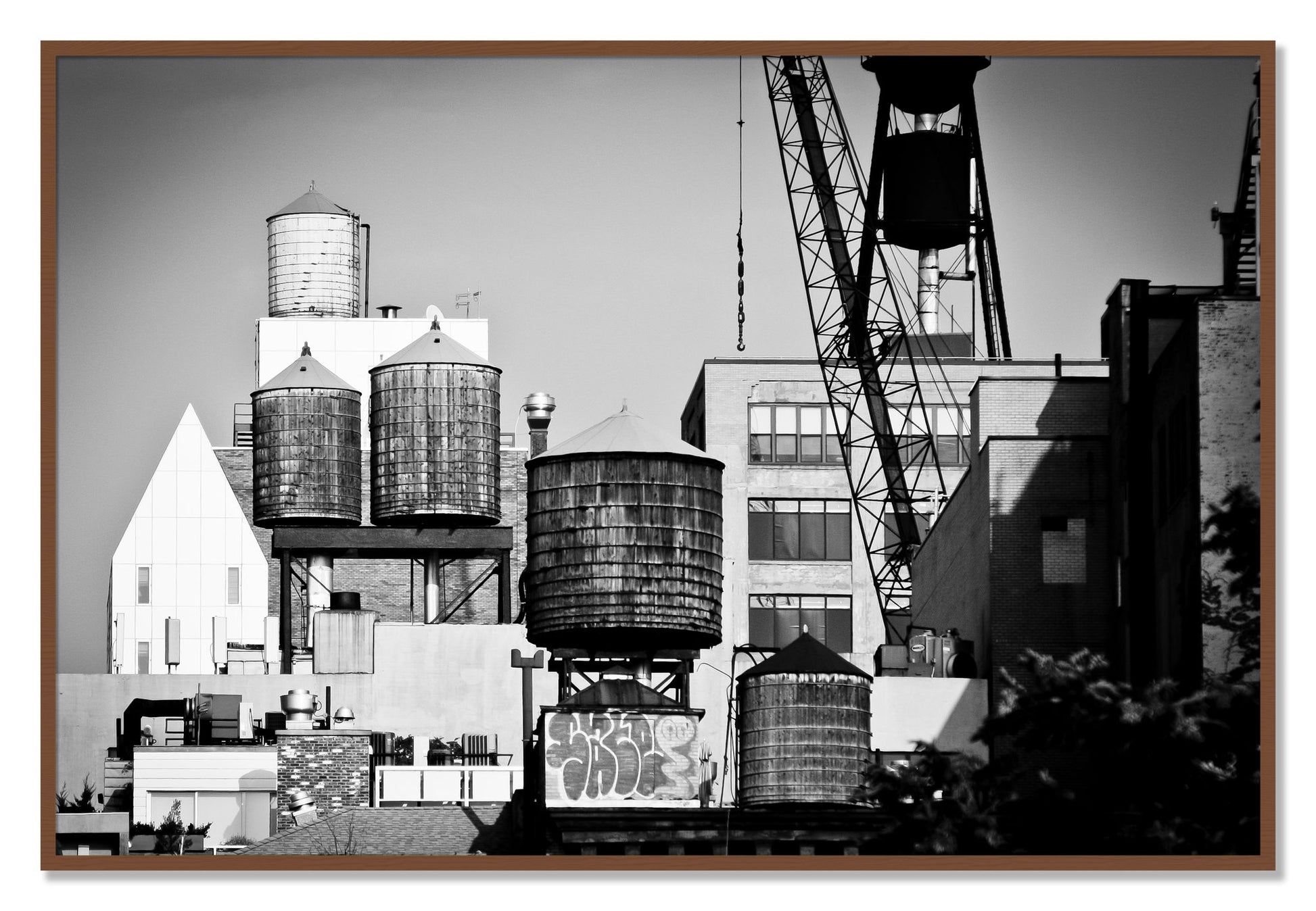Framed photograph of NYC by Dylan Ozanich, Walnut frame, Full Bleed