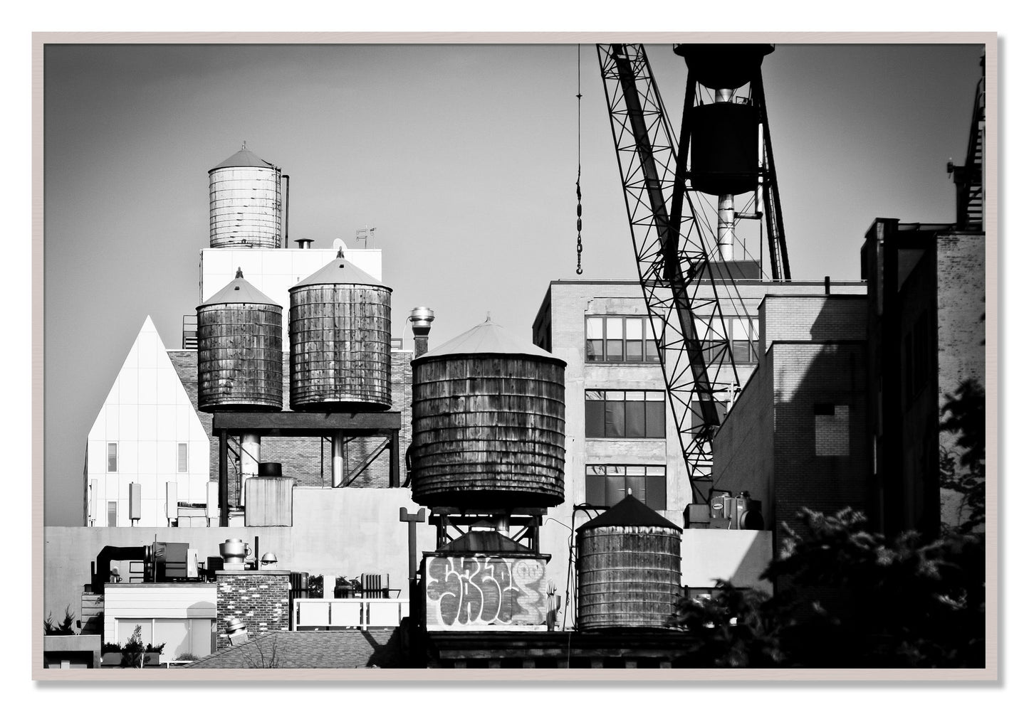 Framed photograph of NYC by Dylan Ozanich, White Maple frame, Full Bleed