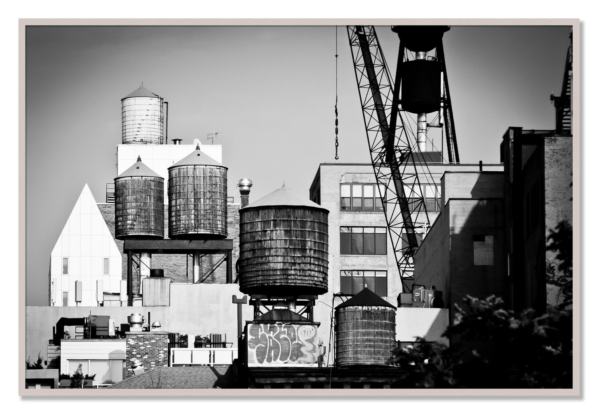 Framed photograph of NYC by Dylan Ozanich, White Maple frame, Full Bleed