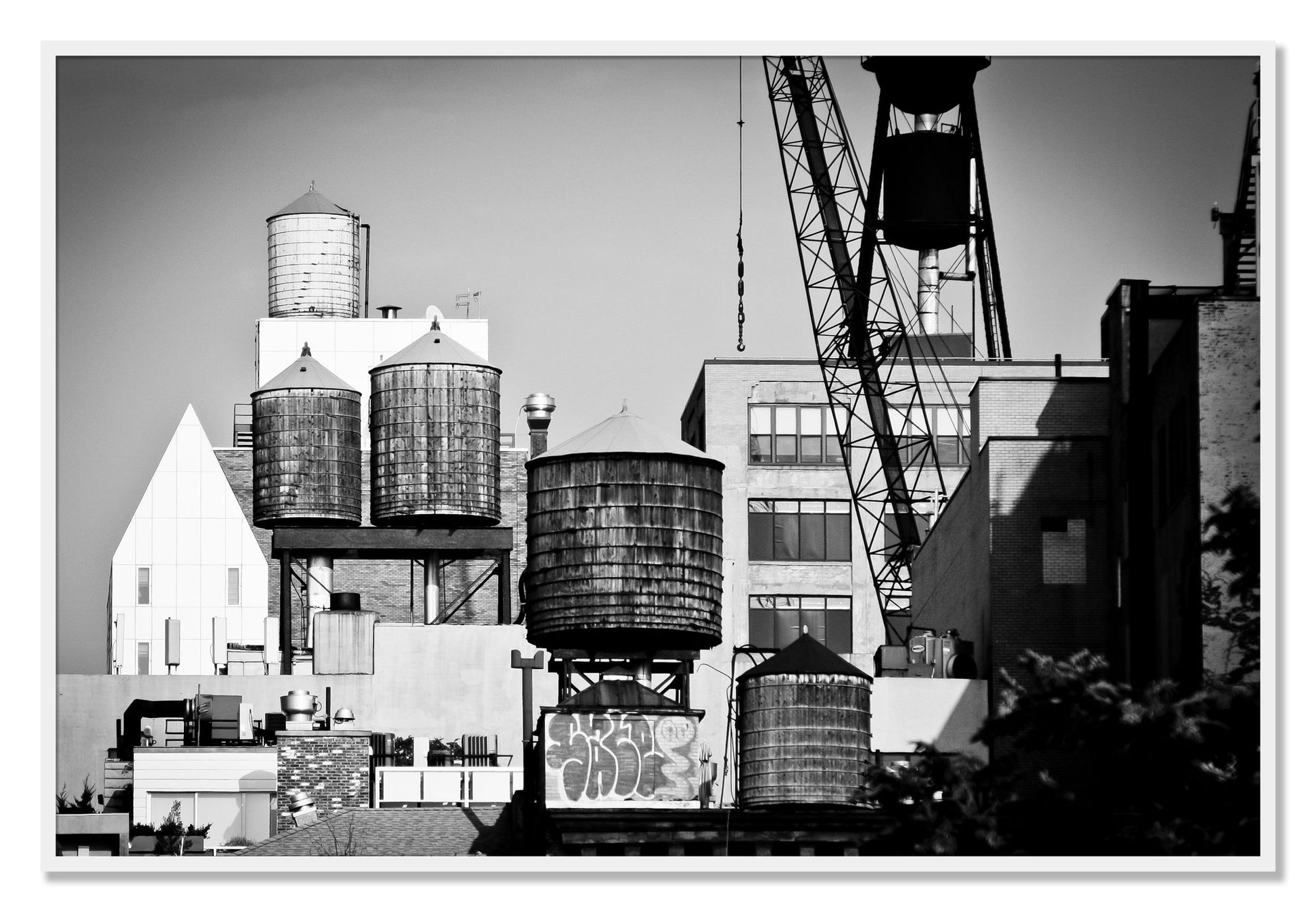 Framed photograph of NYC by Dylan Ozanich, White frame, Full Bleed