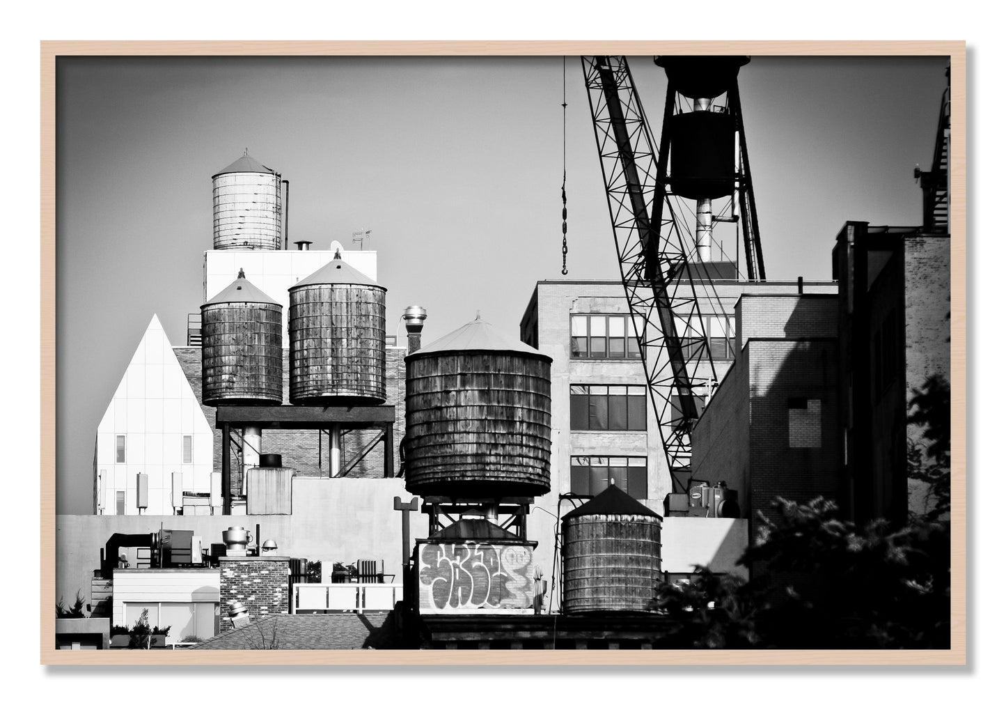 Framed photograph of NYC by Dylan Ozanich, Maple frame, Full Bleed