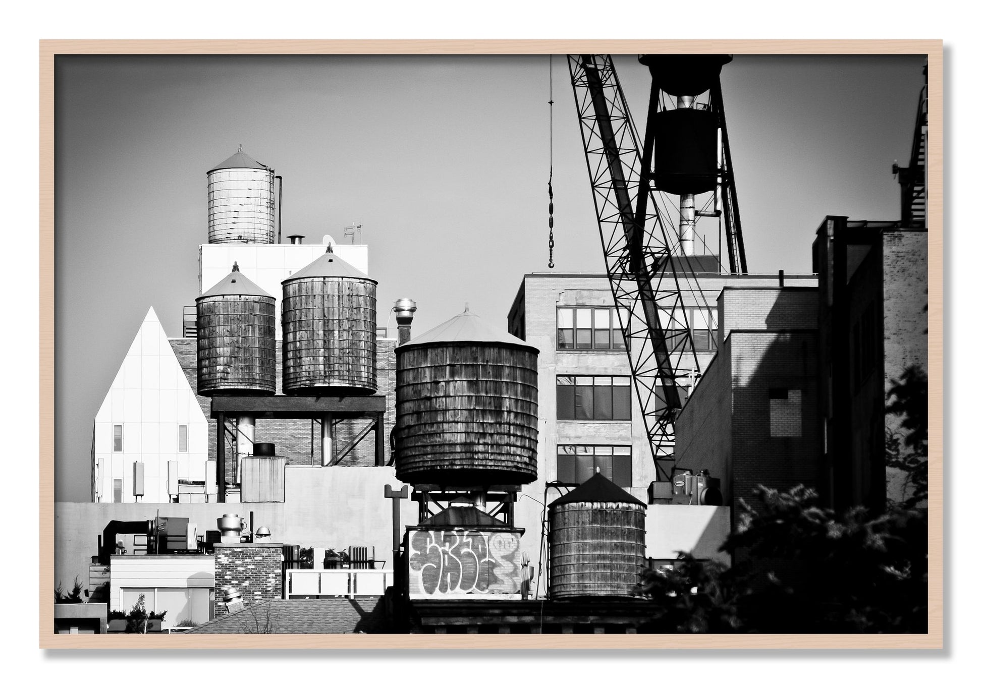 Framed photograph of NYC by Dylan Ozanich, Maple frame, Full Bleed